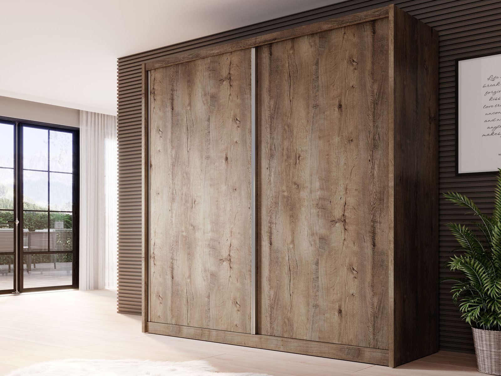 Armoire MACRO 2 portes coulissantes 208 cm chêne lefkas