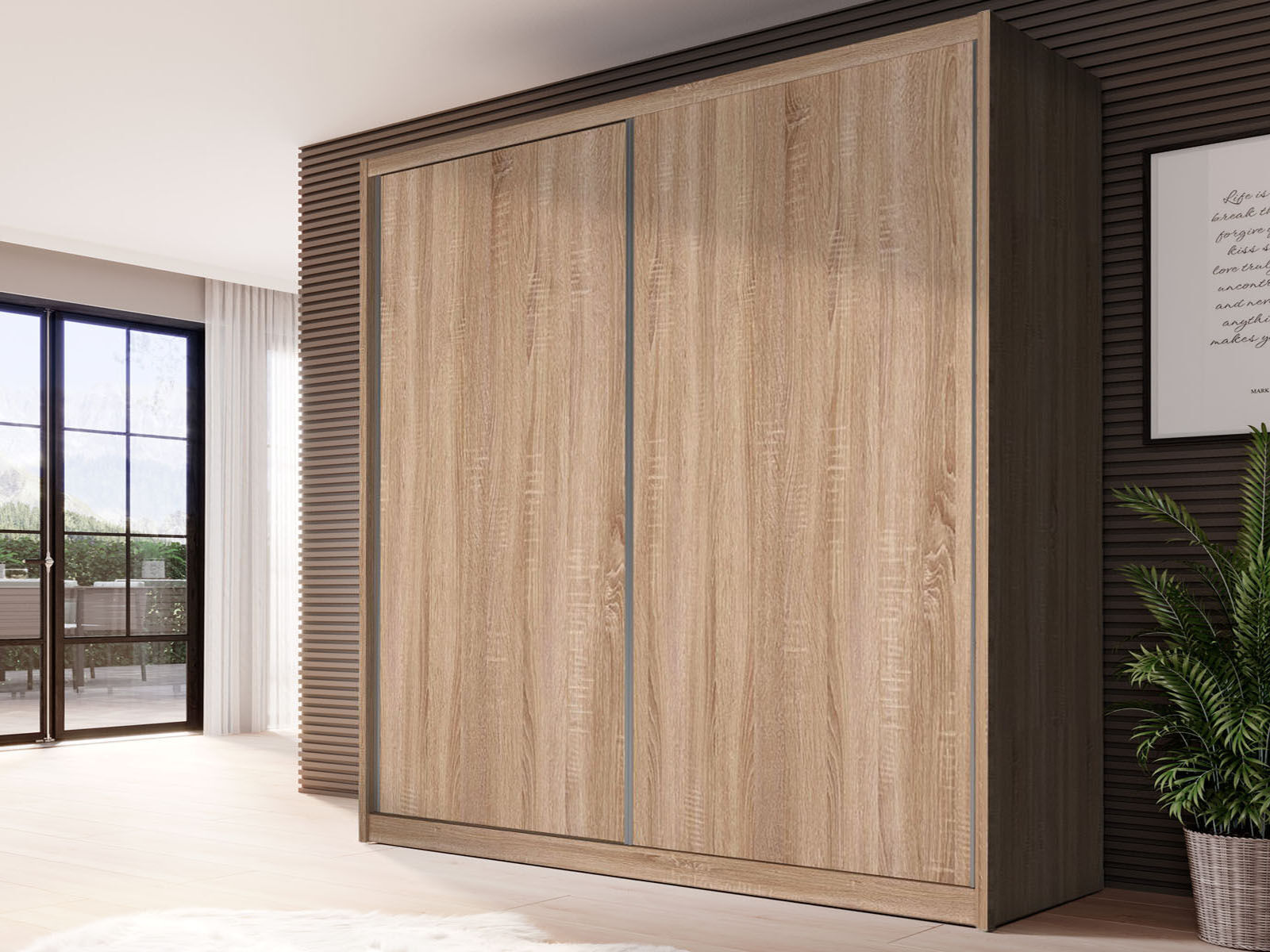 Armoire MACRO 2 portes coulissantes 208 cm chêne sonoma