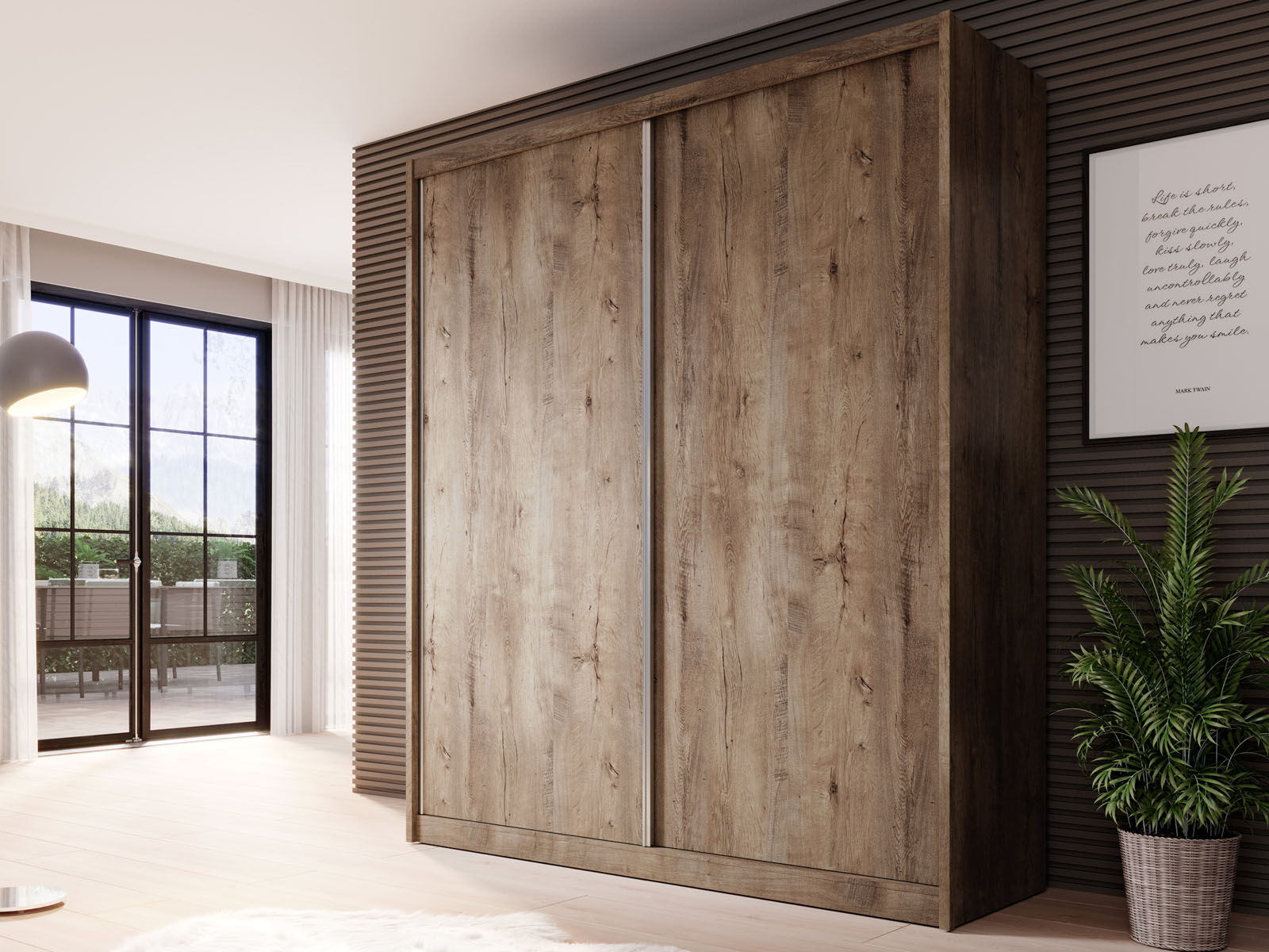 Armoire MACRO 2 portes coulissantes 180 cm chêne lefkas