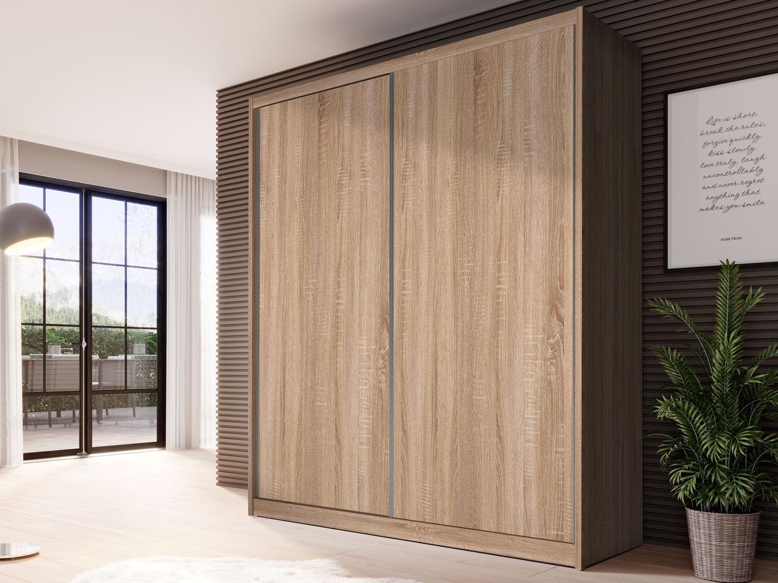 Armoire MACRO 2 portes coulissantes 180 cm chêne sonoma