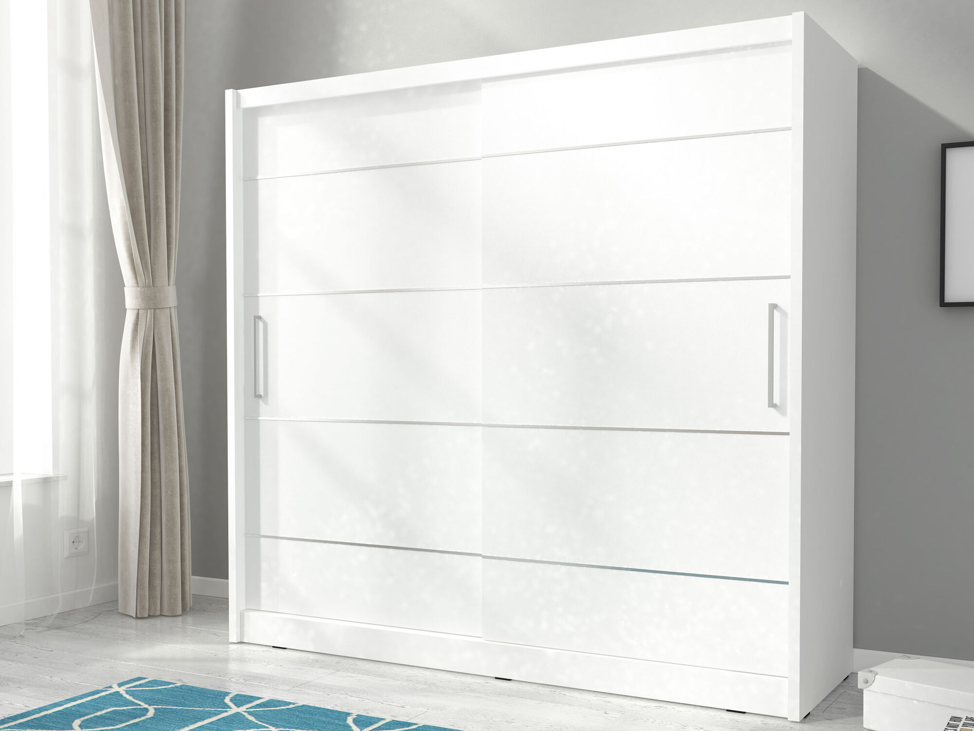 Armoire MADJER 2 portes coulissantes 200 cm blanc