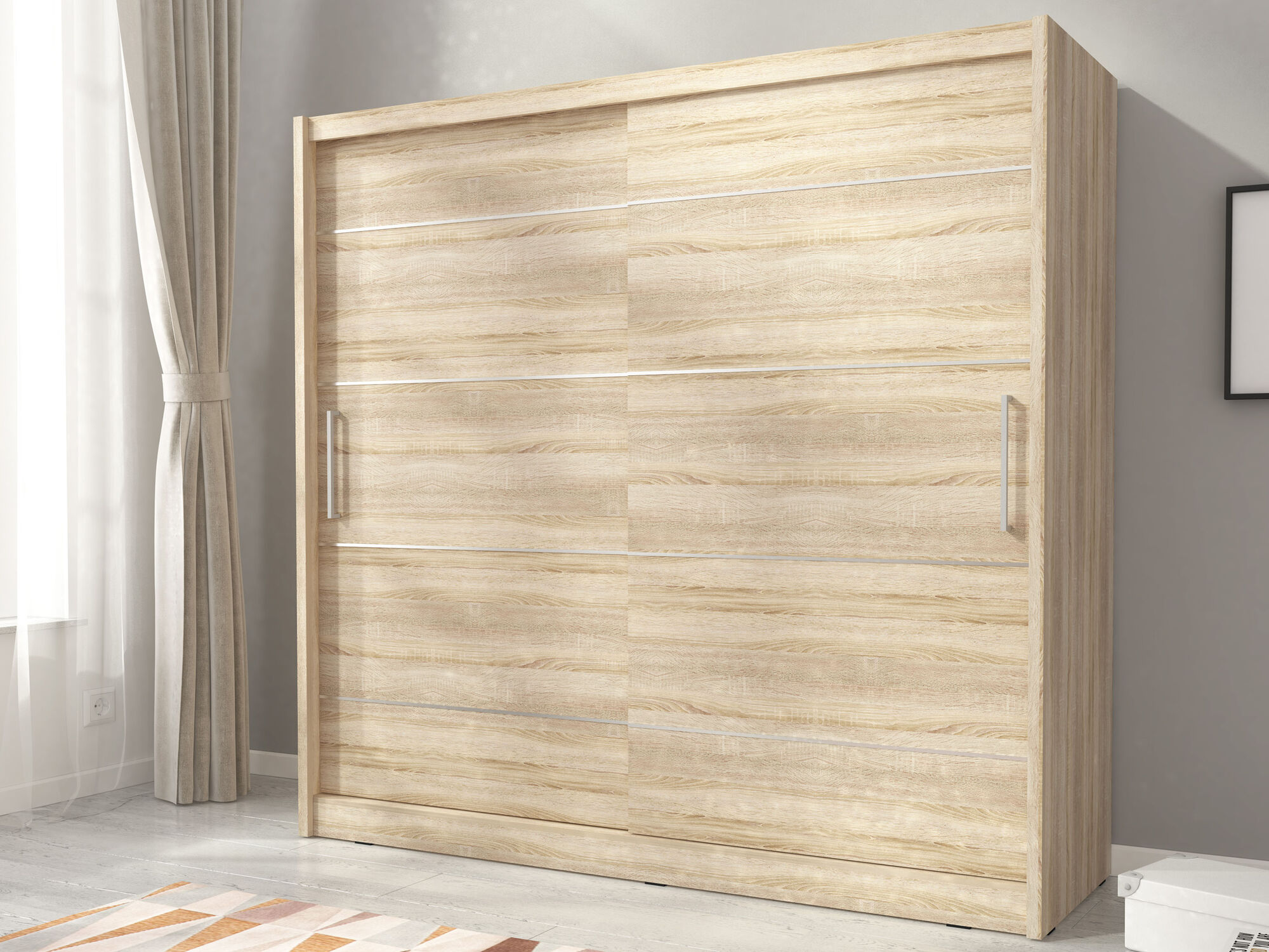 Armoire MADJER 2 portes coulissantes 200 cm chêne sonoma