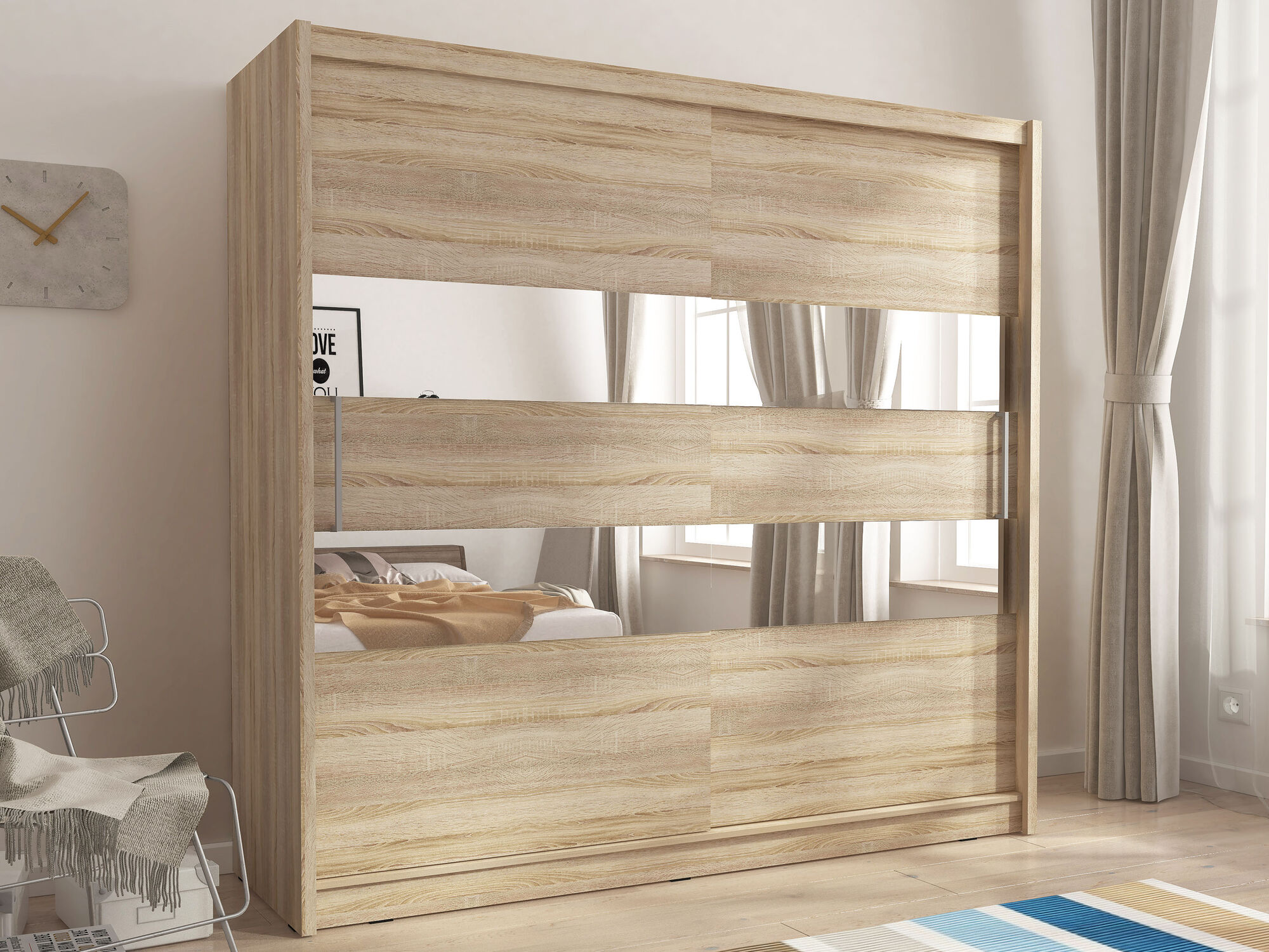 Armoire MADJER II 2 portes coulissantes 200 cm chêne sonoma