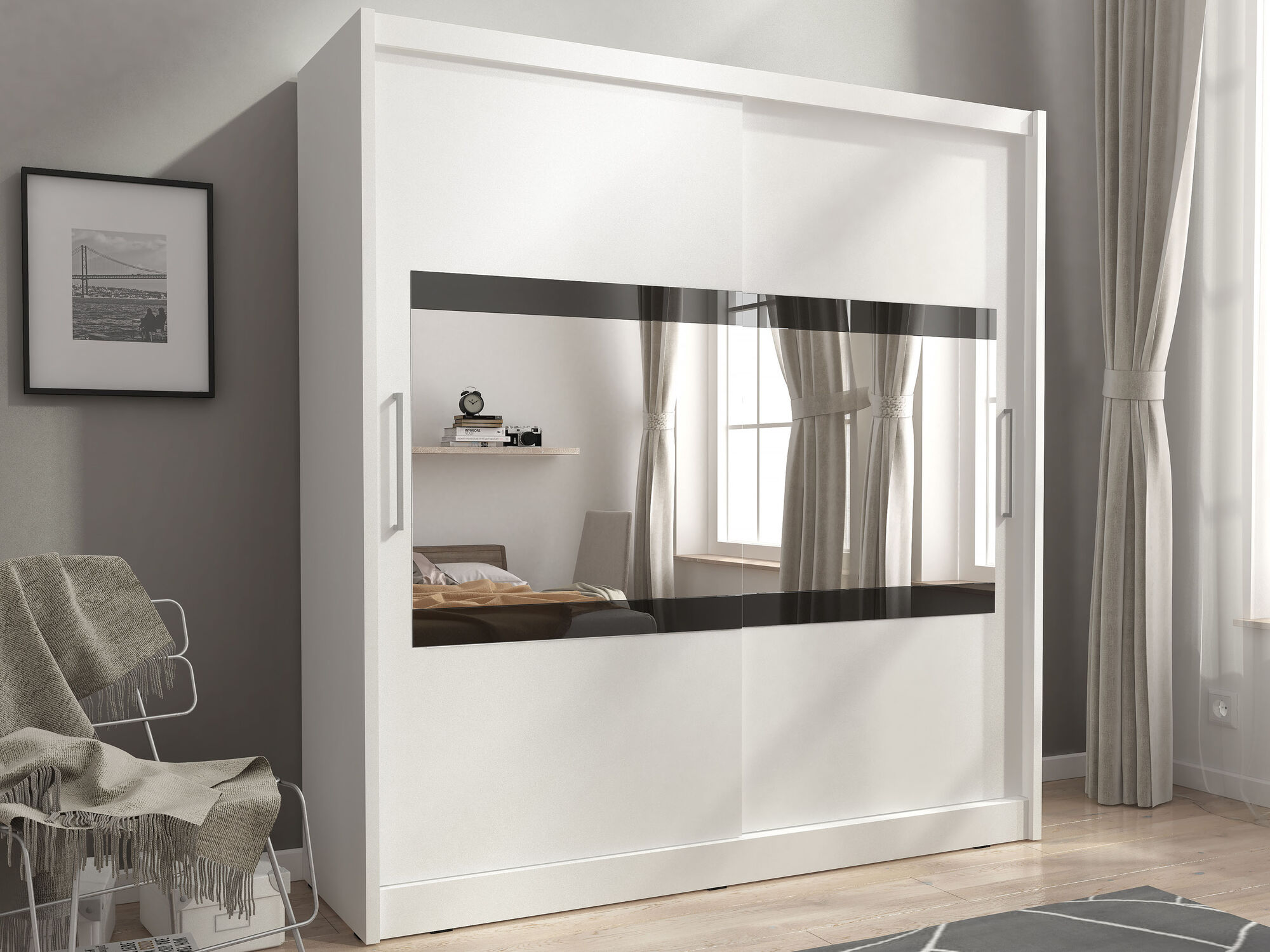 Armoire MADJER III 2 portes coulissantes 180 cm blanc