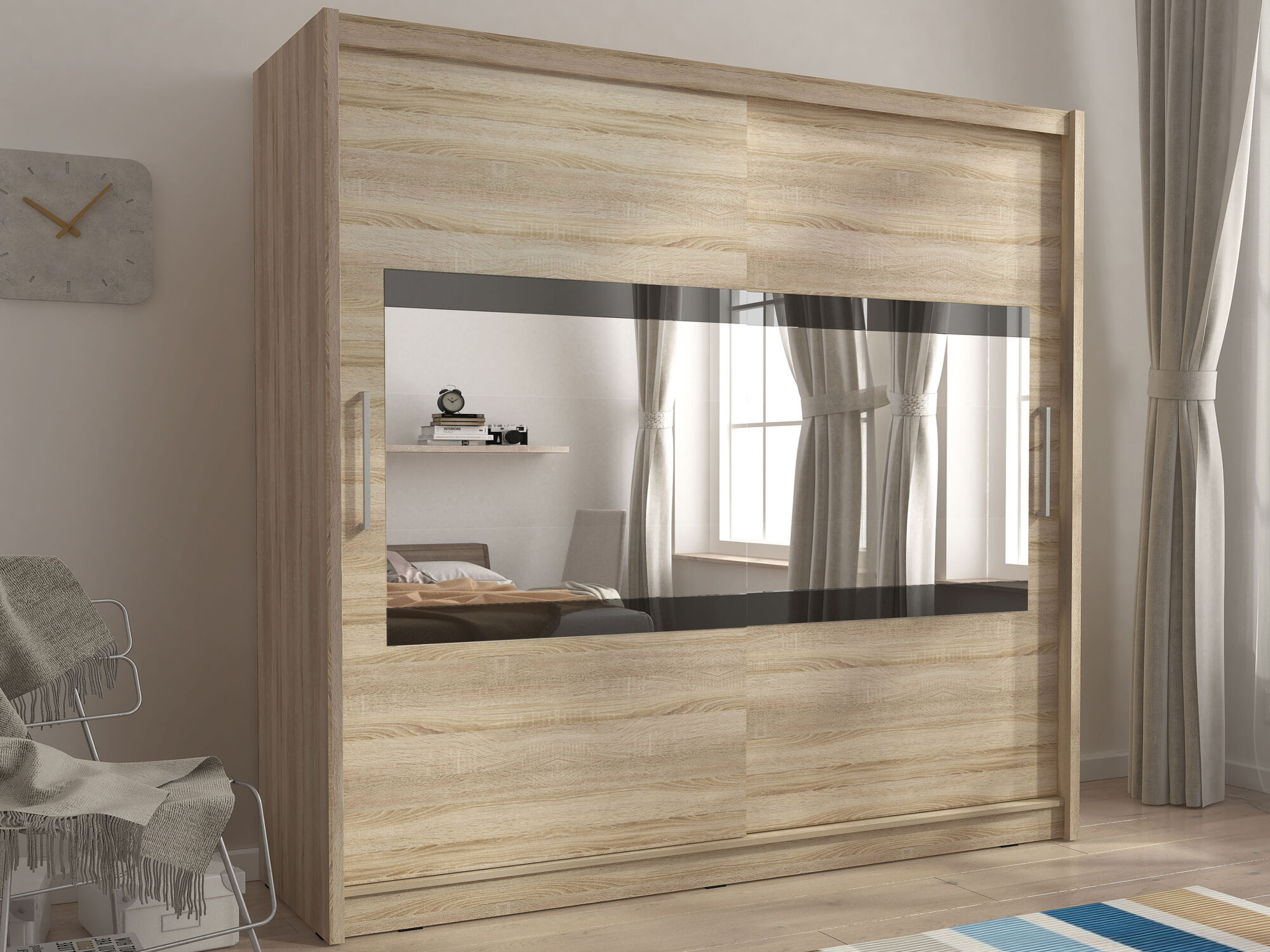 Armoire MADJER III 2 portes coulissantes 200 cm chêne sonoma