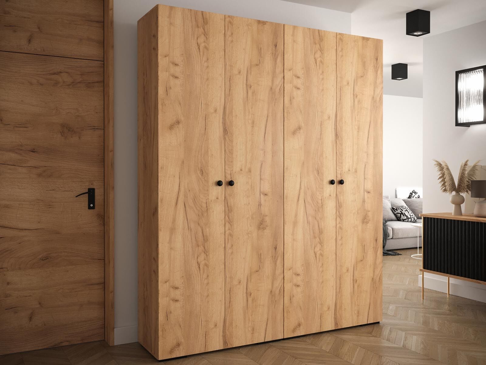 Armoire MANITA 4 portes chêne artisan