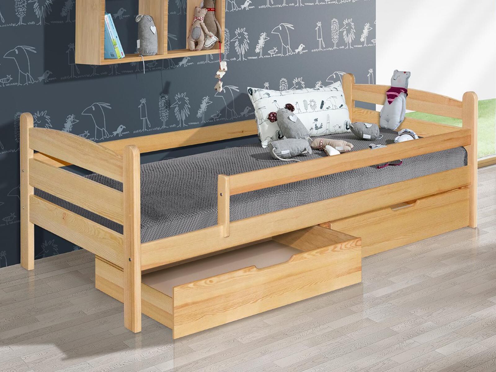 Lit enfant MAURICE 90x200 cm pin naturel