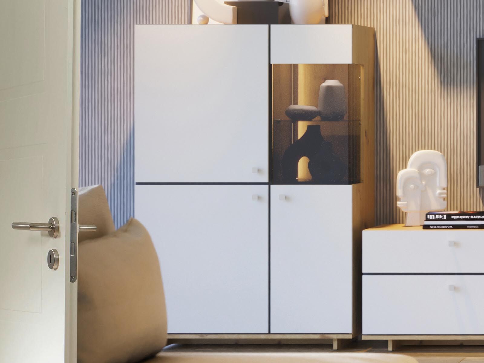 Armoire MODO 3 portes chêne artisan/blanc alpin