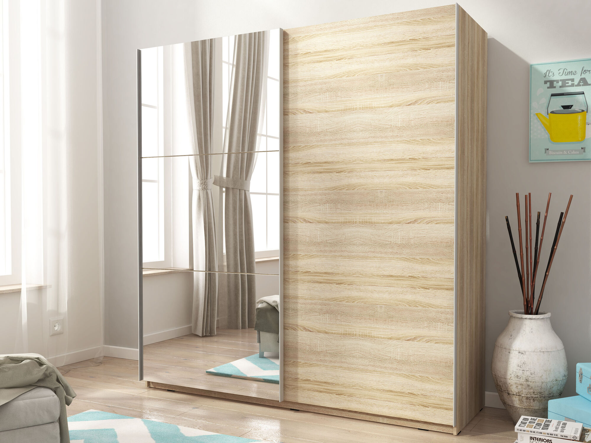 Armoire MIKAZA II 2 portes coulissantes 150 cm chêne sonoma