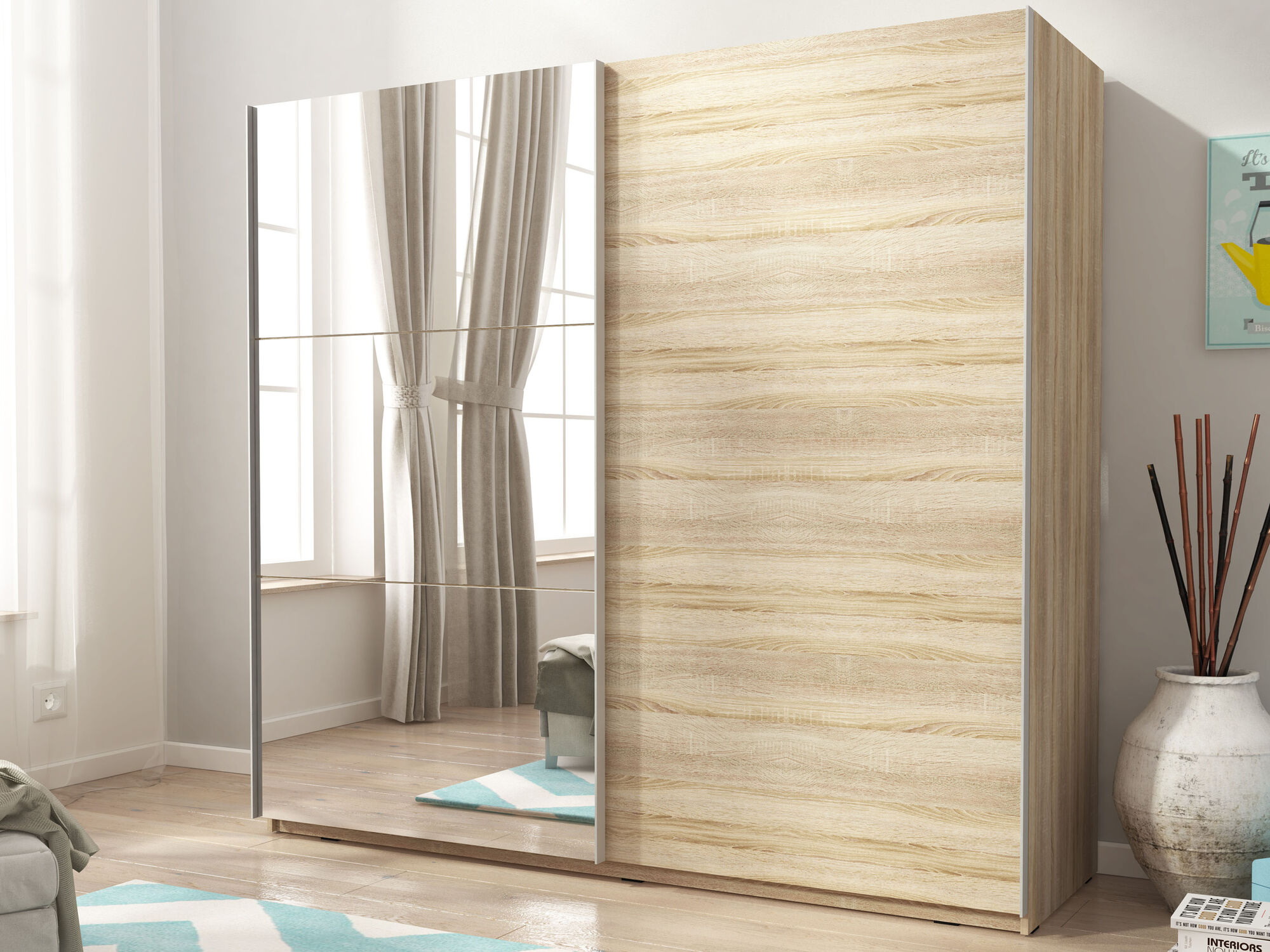 Armoire MIKAZA II 2 portes coulissantes 200 cm chêne sonoma