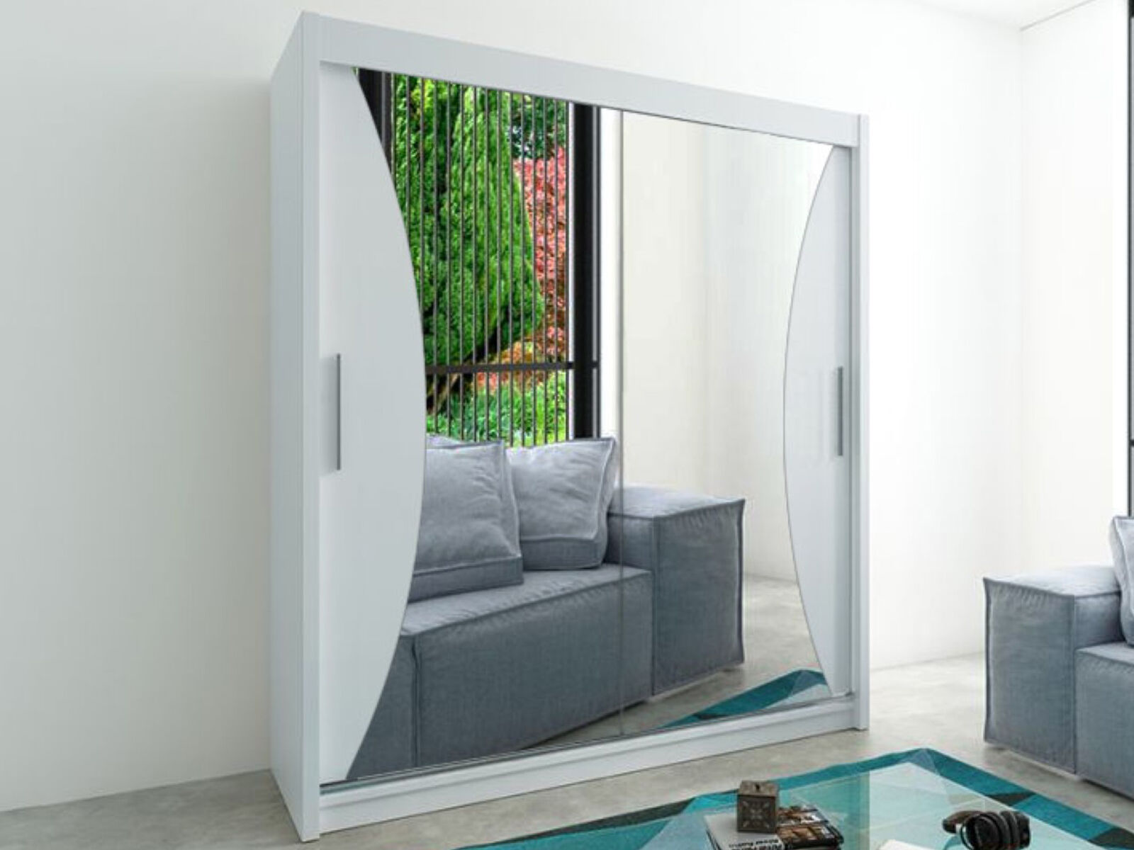 Armoire MONACORNE 2 portes coulissantes 200 cm blanc