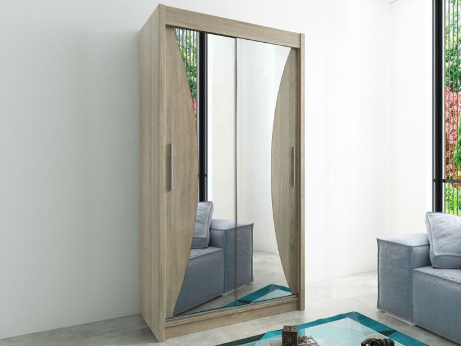 Armoire MONACORNE 2 portes coulissantes 100 cm sonoma