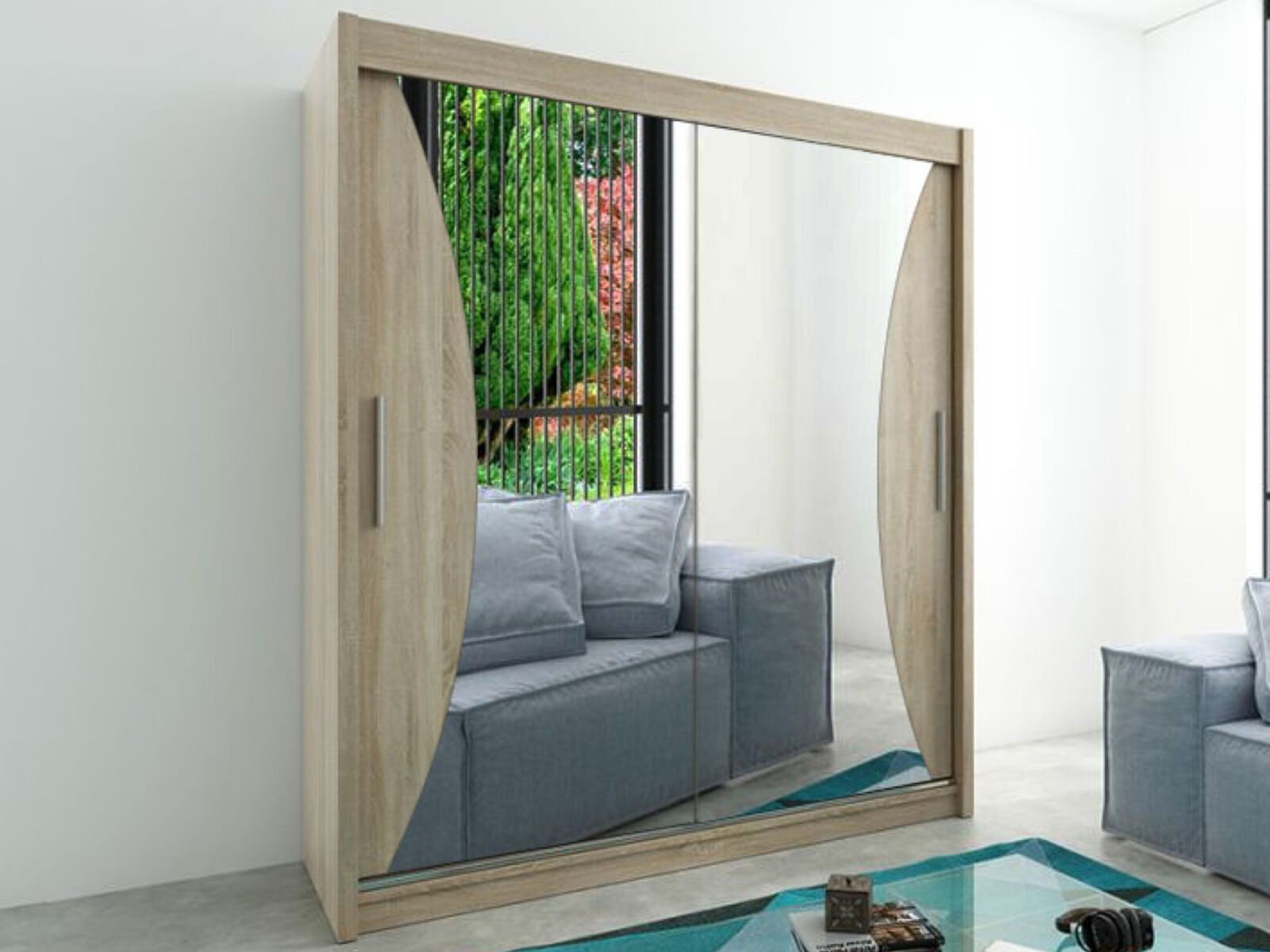 Armoire MONACORNE 2 portes coulissantes 200 cm sonoma