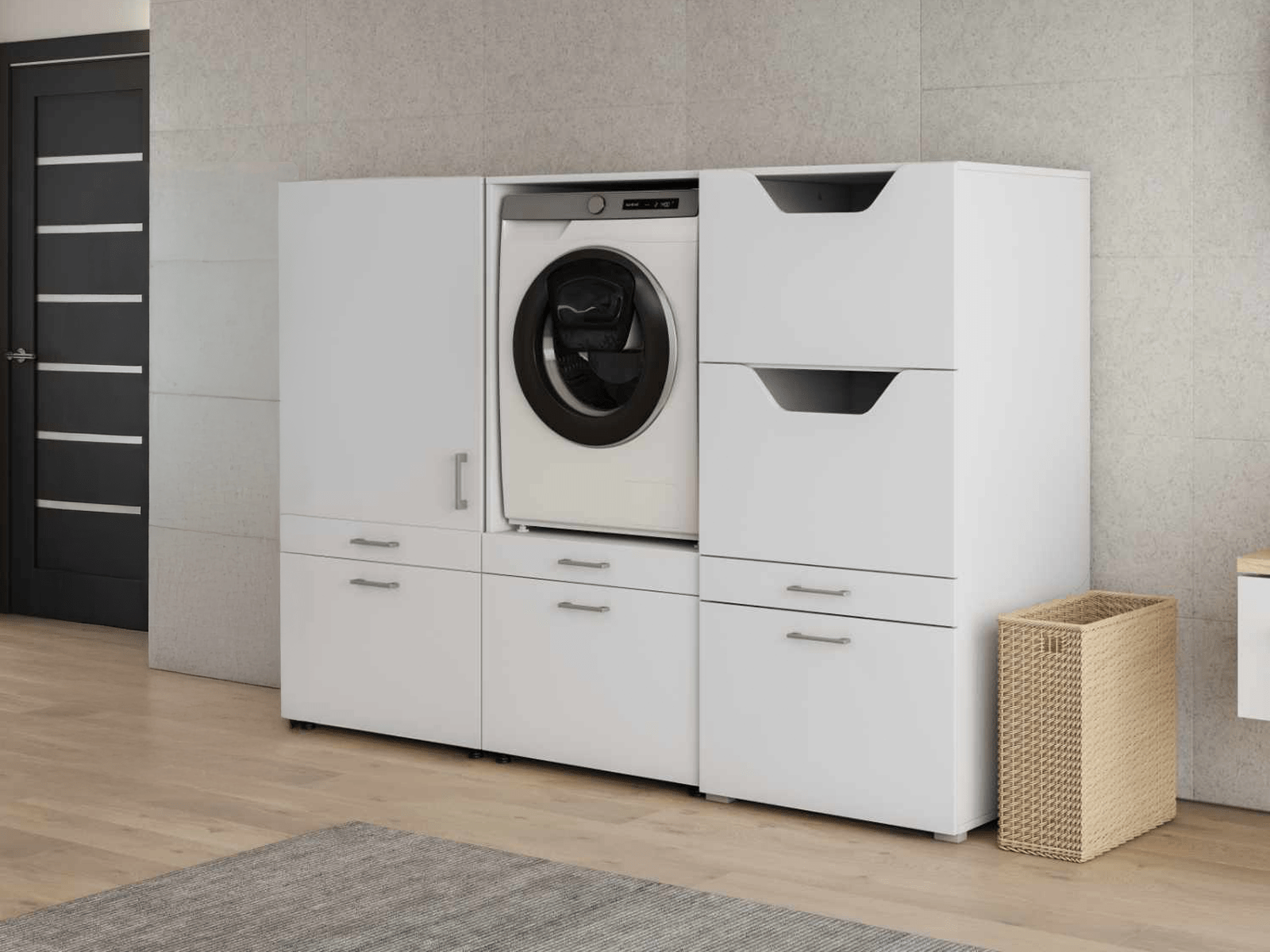 Meuble WASHING 1 machine avec 2 armoires MEDIUM blanc