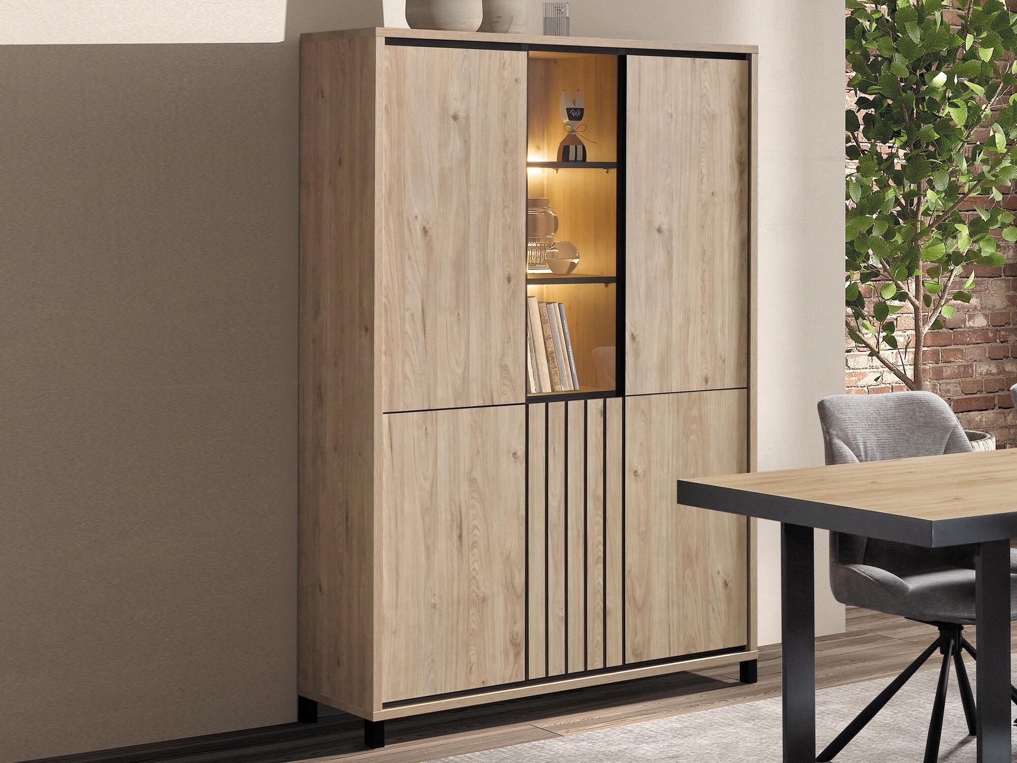 Meuble bar TRAVIRIS 5 portes castella avec led