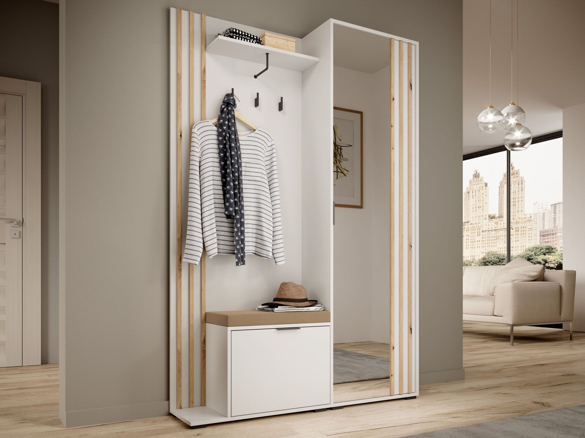 Vestiaire MELODY 2 portes blanc avec coussin