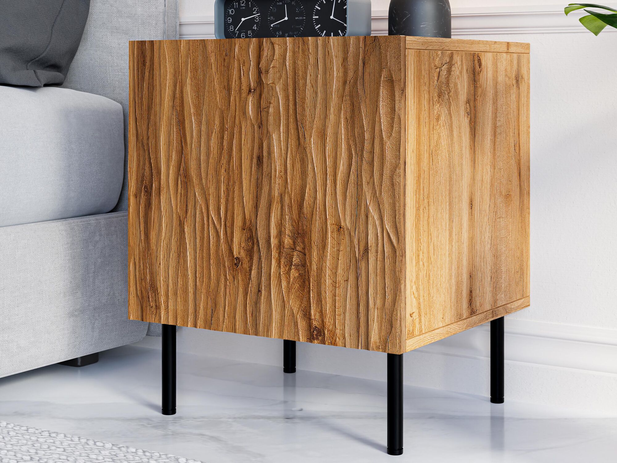 Lot de 2 chevets JUNATO 1 portes chêne wotan