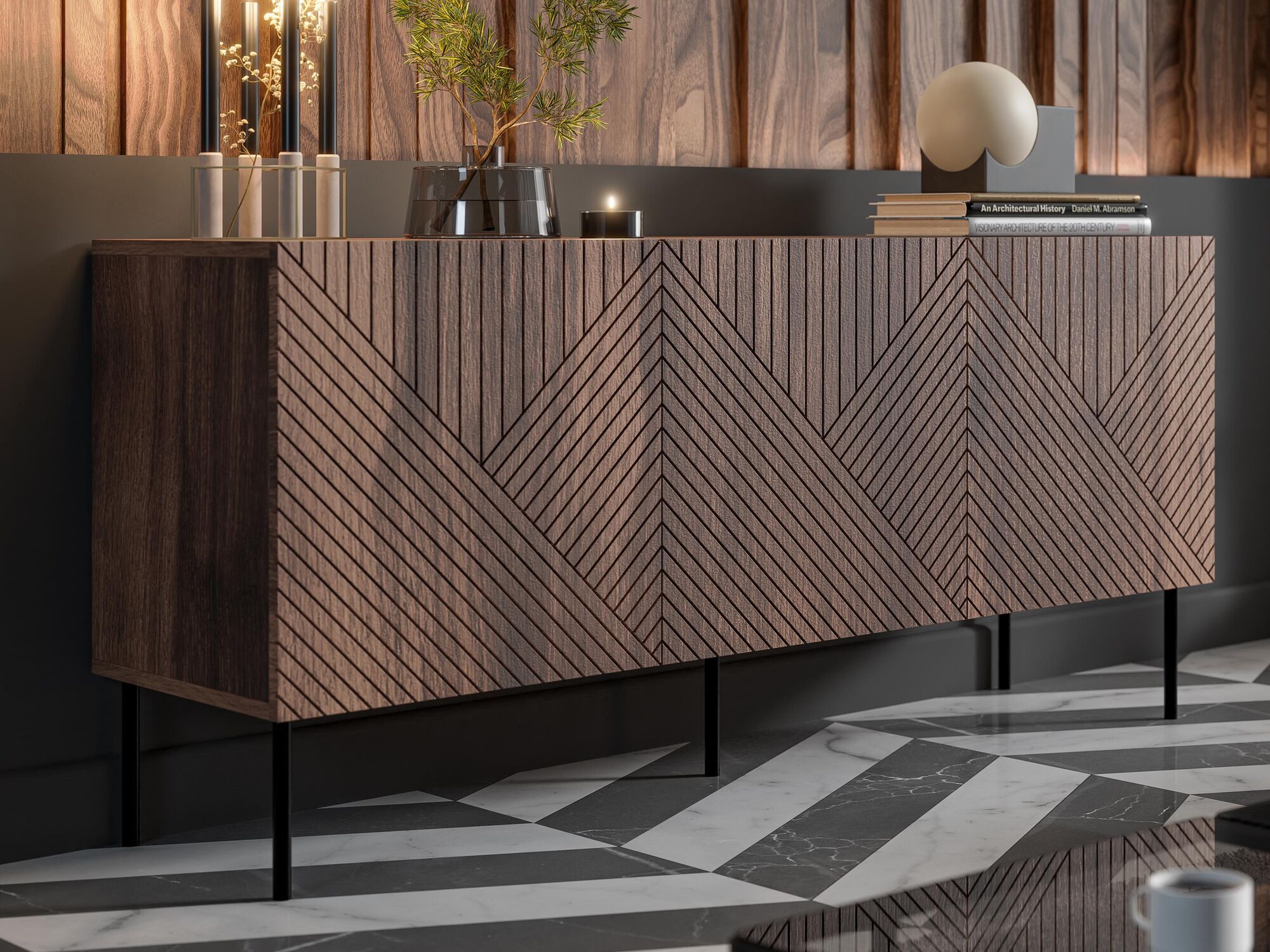 Buffet/bahut NOKOEMA 3 portes noyer