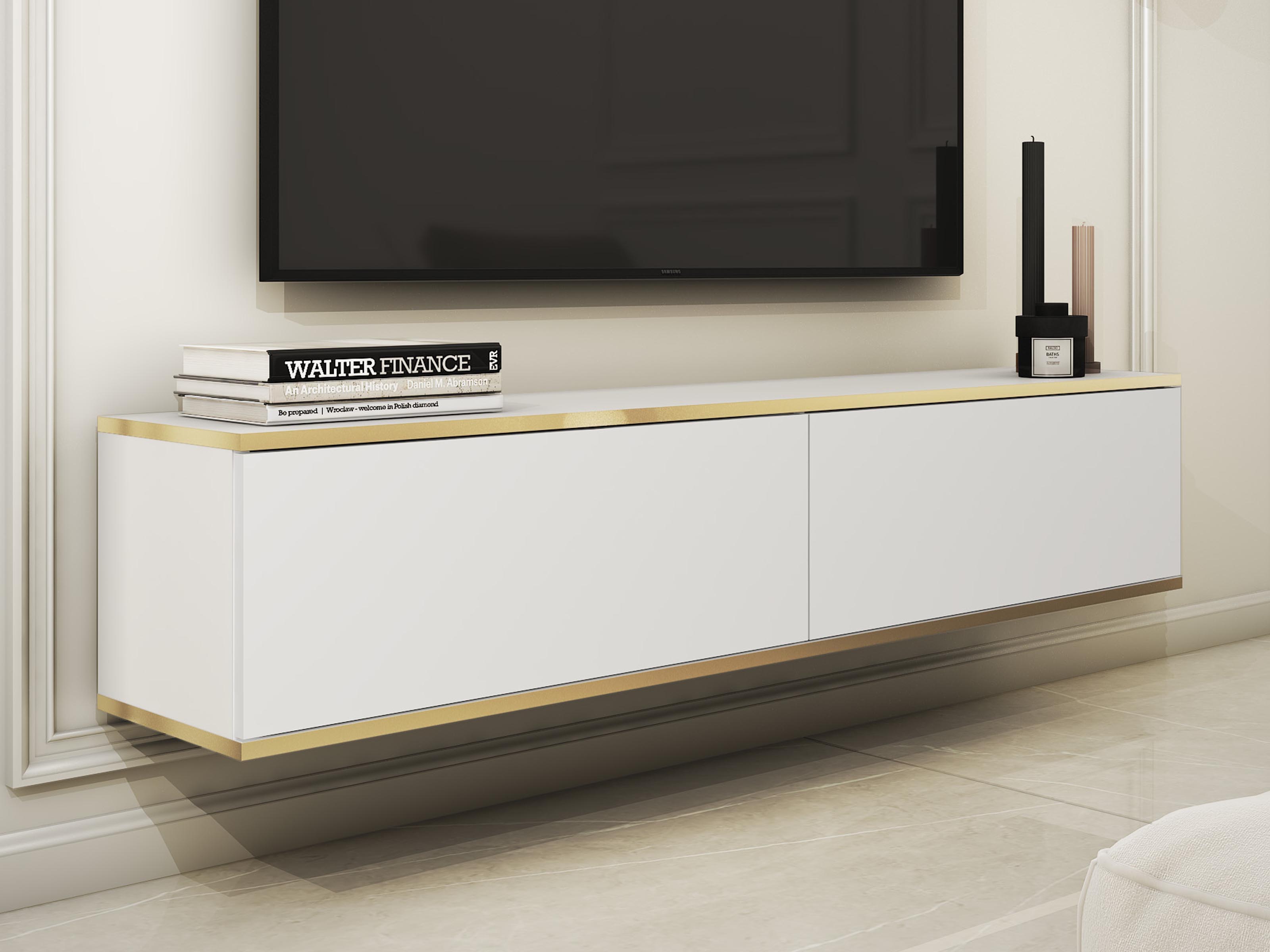Meuble tv-hifi OROKI 2 portes battantes blanc