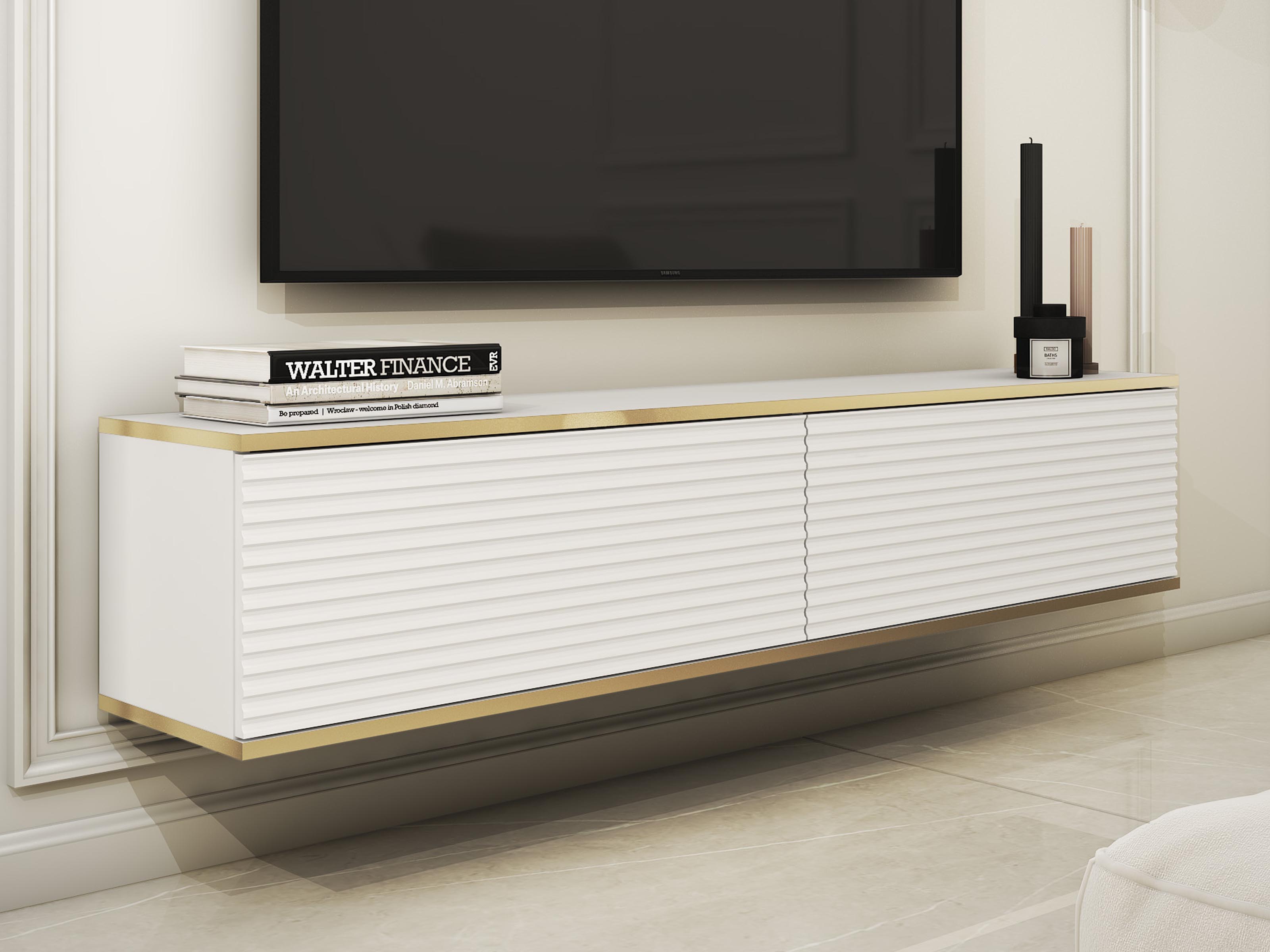 Meuble tv-hifi ORIKA 2 portes battantes blanc
