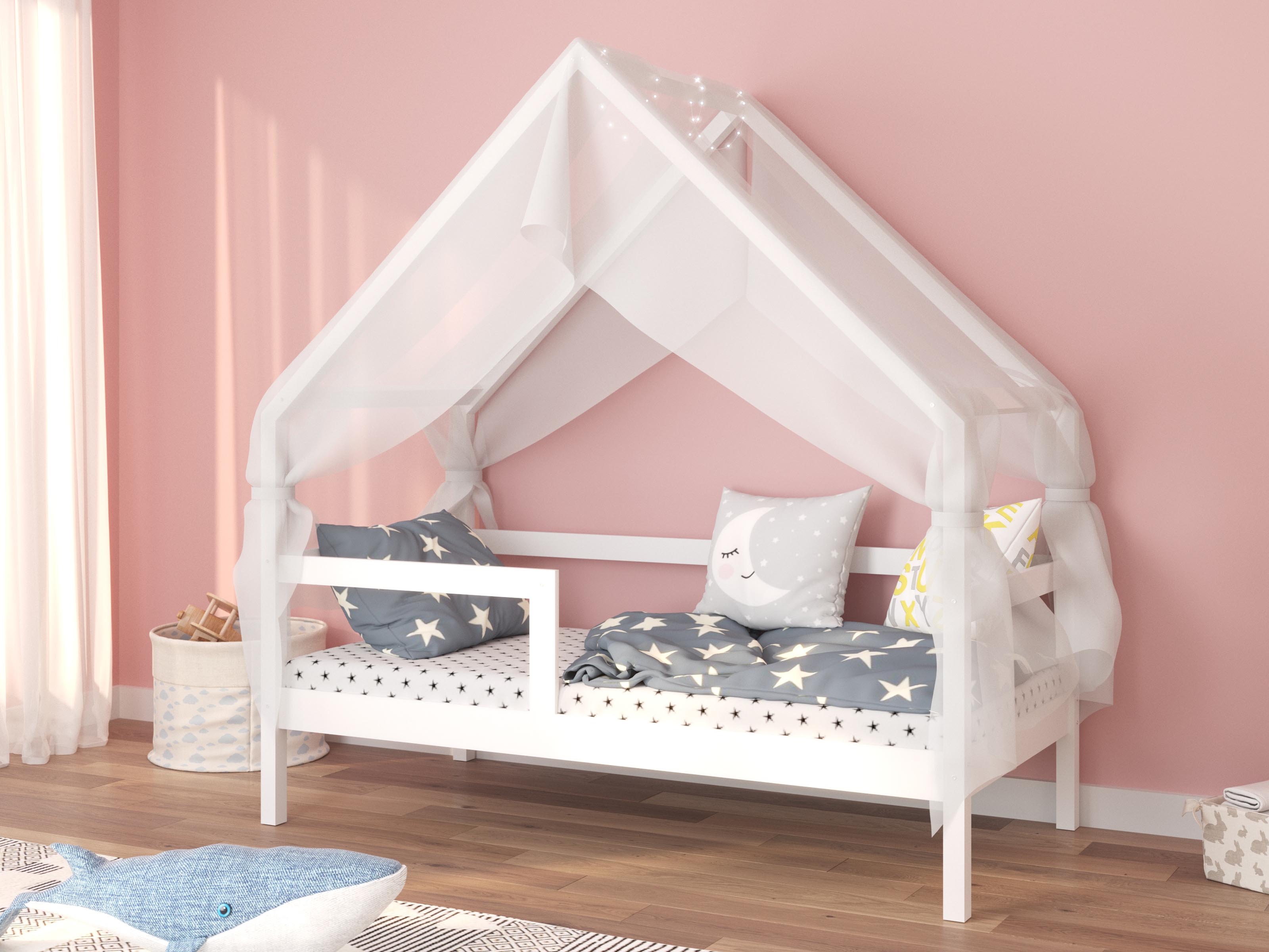 Lit cabane PEACE 160x80 cm pin blanc