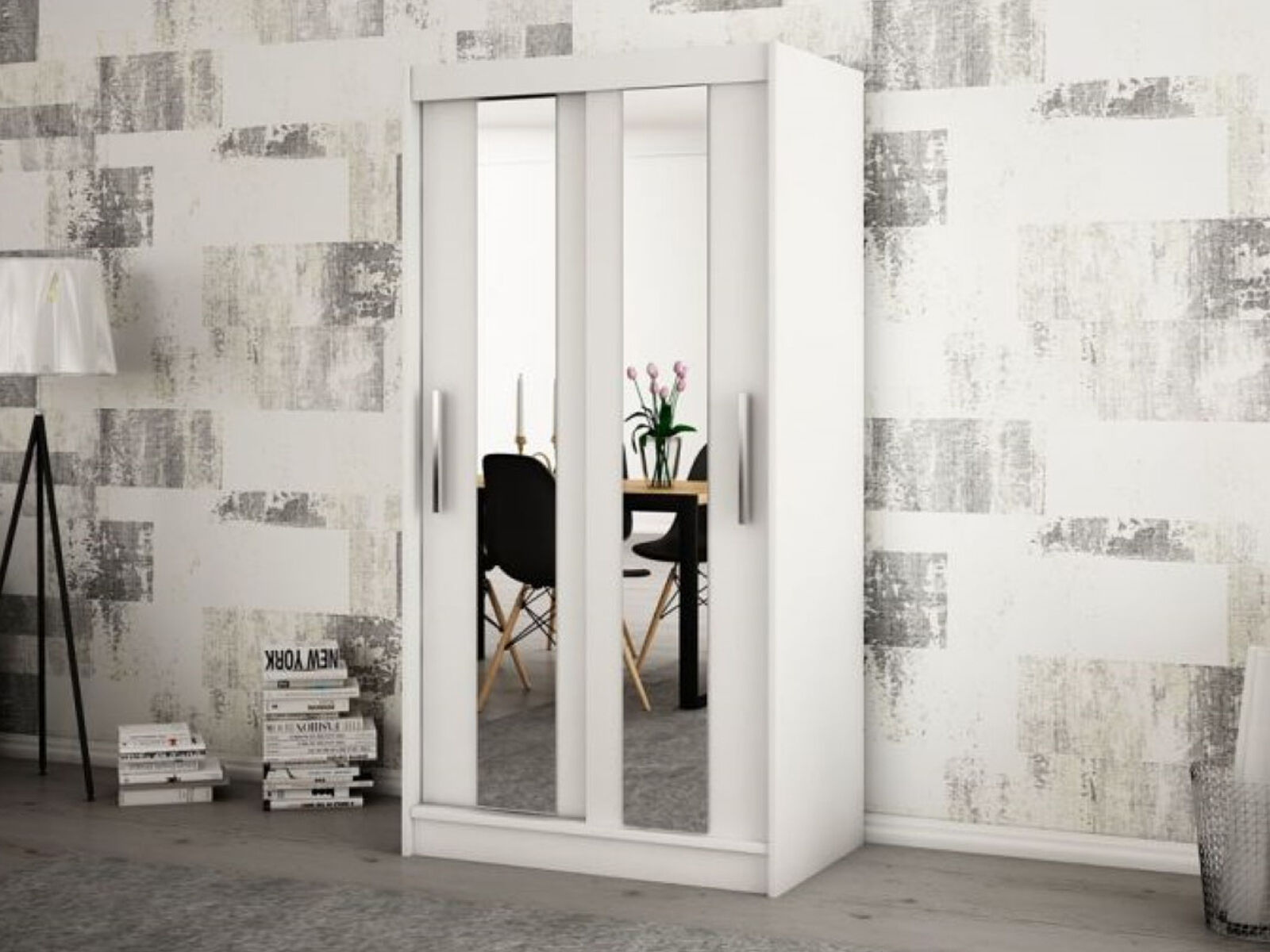 Armoire POLETTE 2 portes coulissantes 120 cm blanc