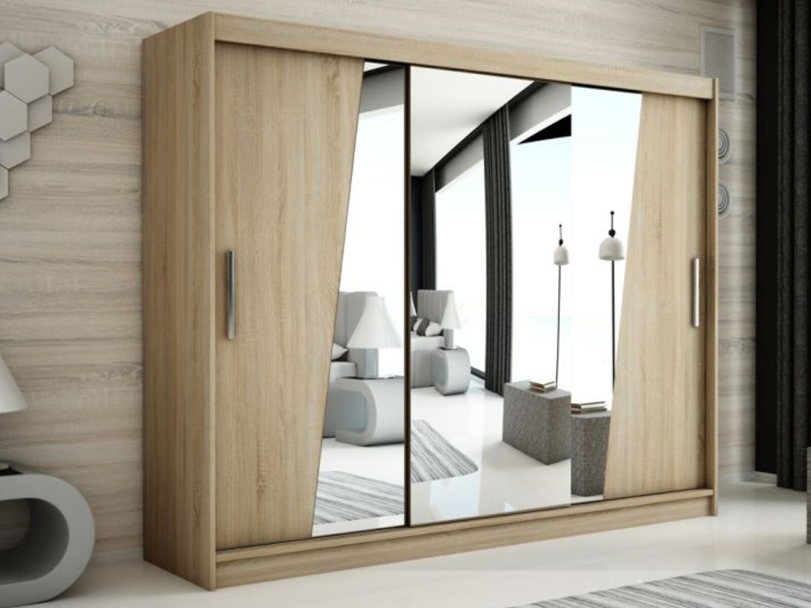 Armoire RHOMBO 3 portes coulissantes 250 cm sonoma