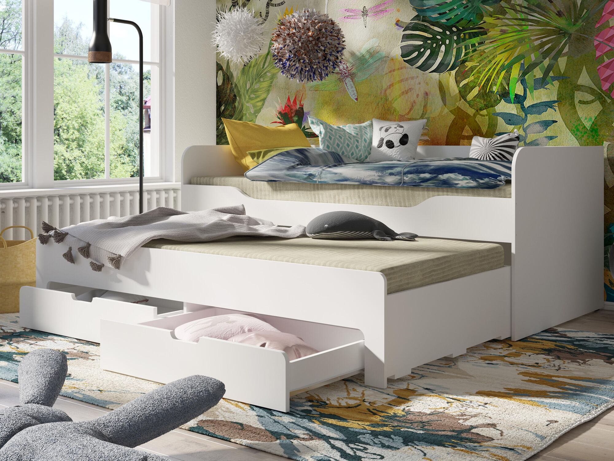 Lit enfant RICOLA 90x200 cm blanc alpin avec tiroir