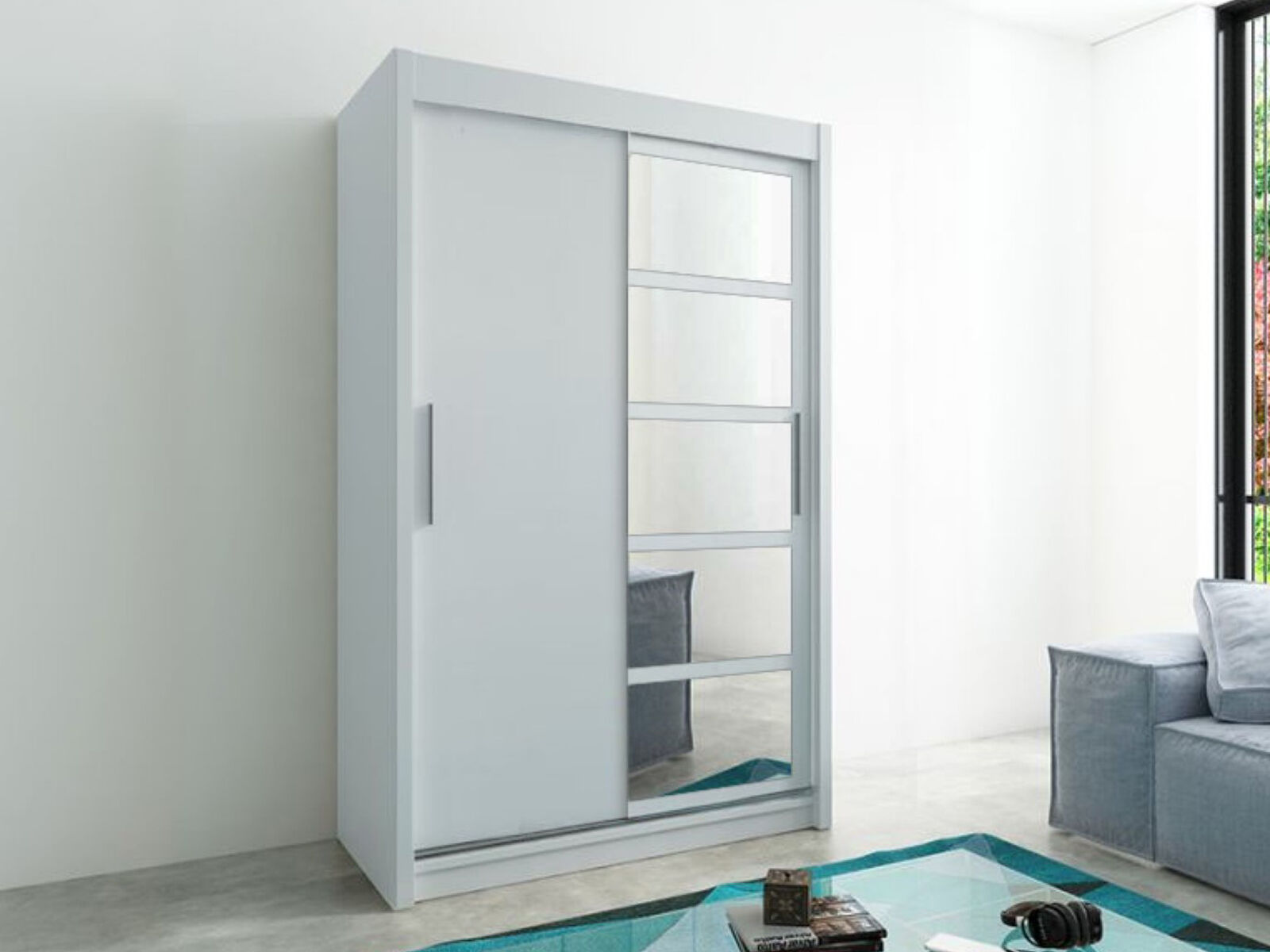 Armoire ROMANE 2 portes coulissantes 150 cm blanc
