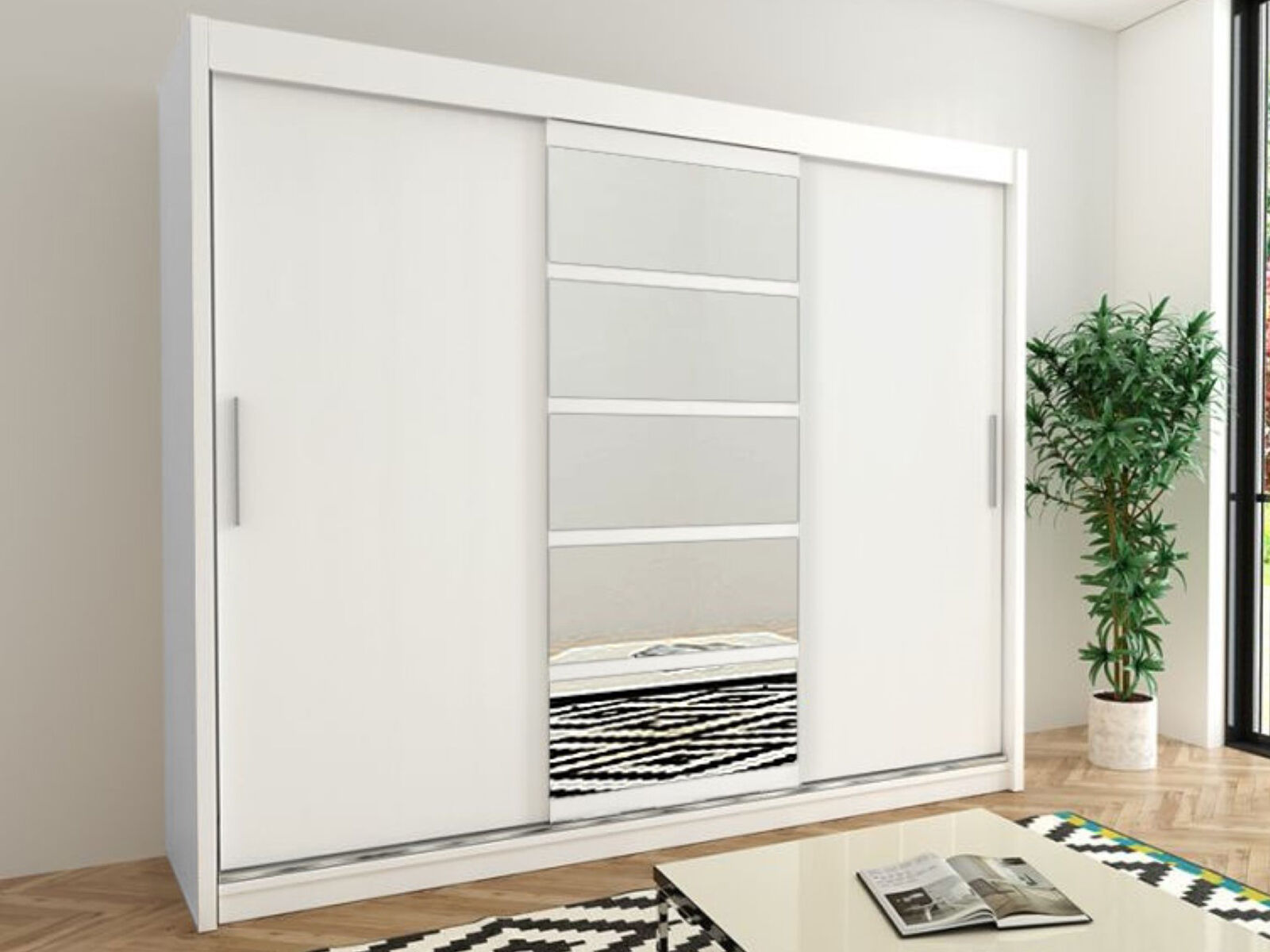 Armoire ROMANE 3 portes coulissantes 250 cm blanc