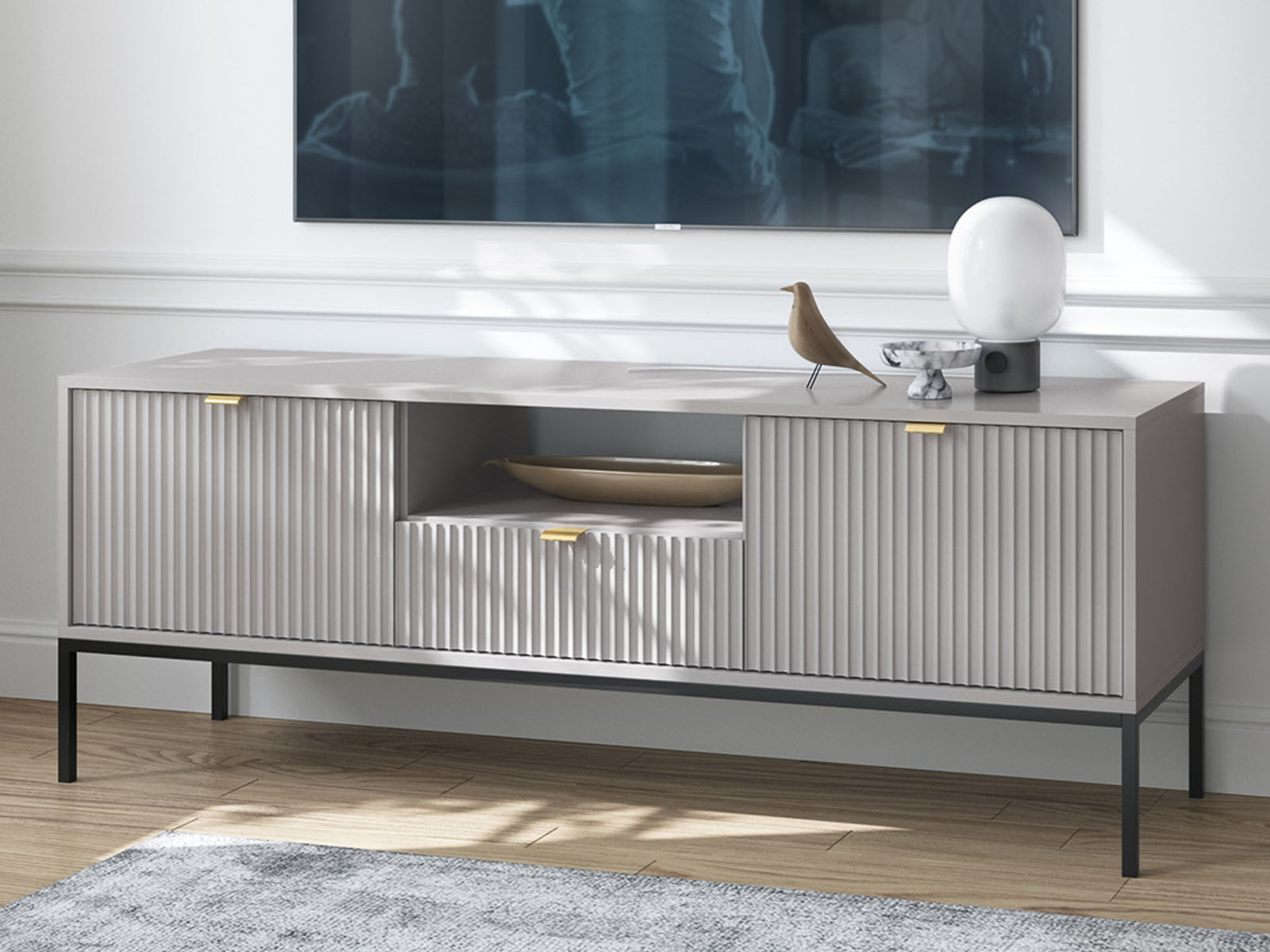 Meuble TV NORYA 2 portes 1 tiroir gris