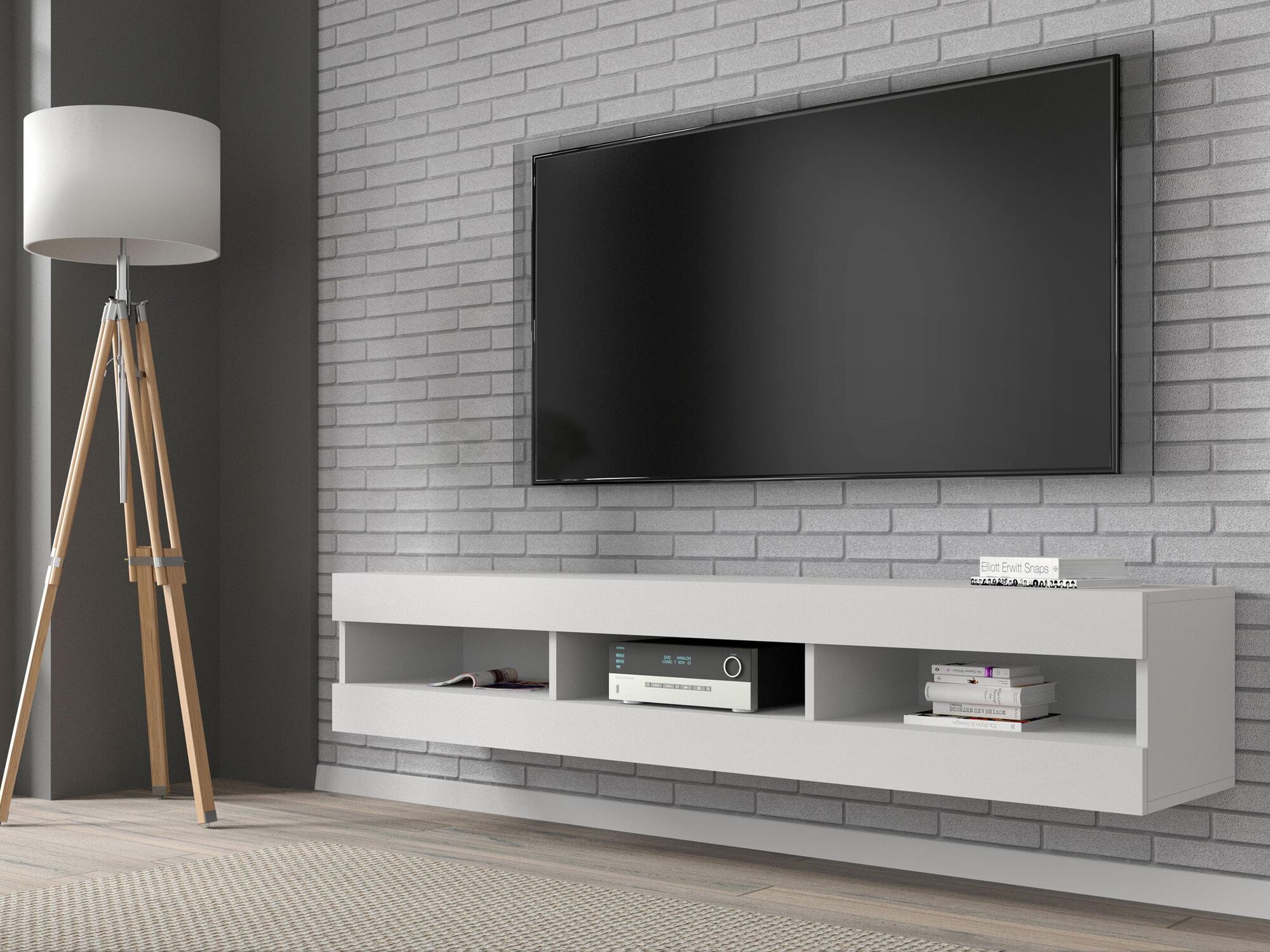 Meuble tv-hifi MANTARA 3 niches blanc
