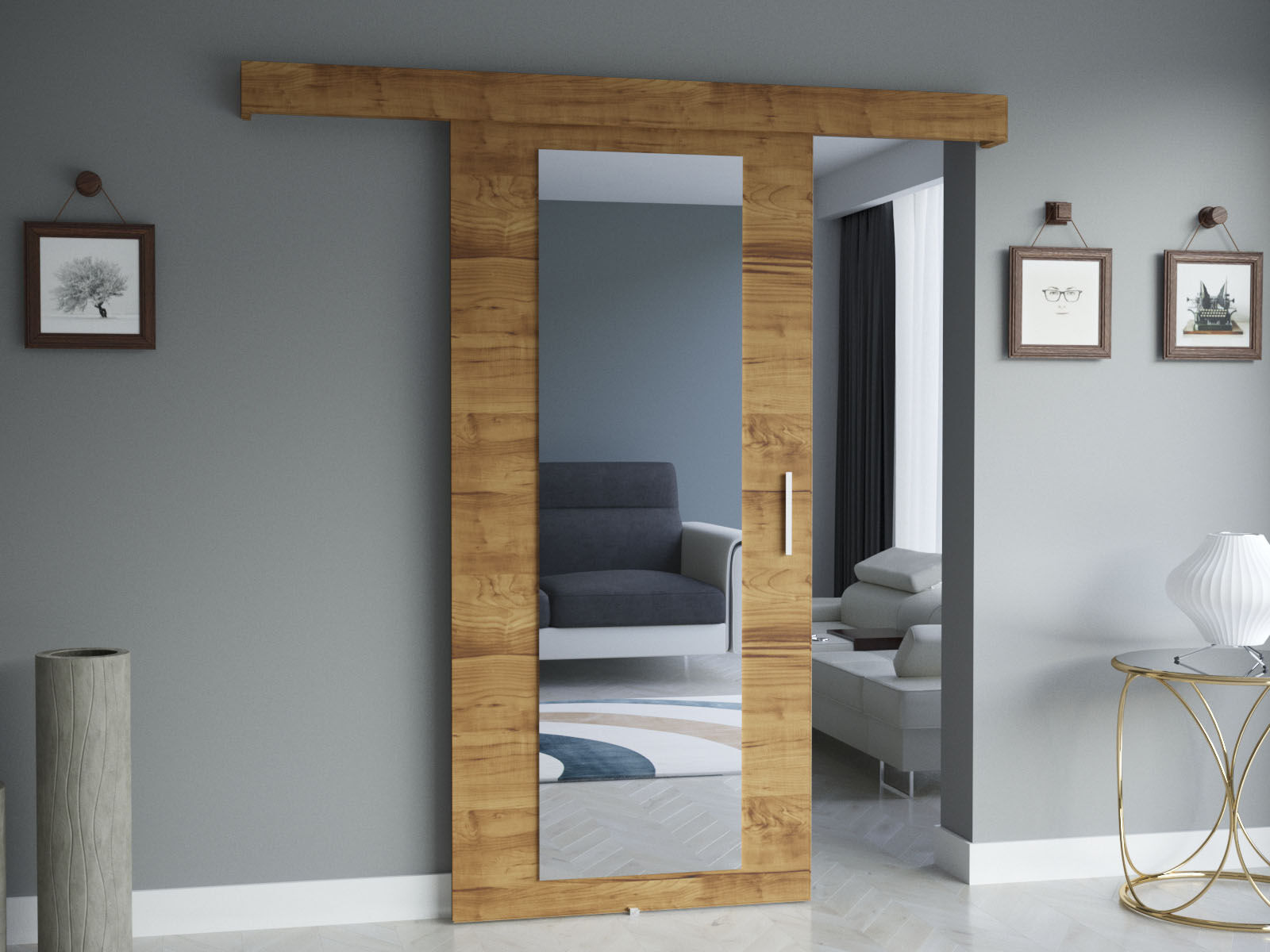 Porte coulissante SUZY chêne artisan