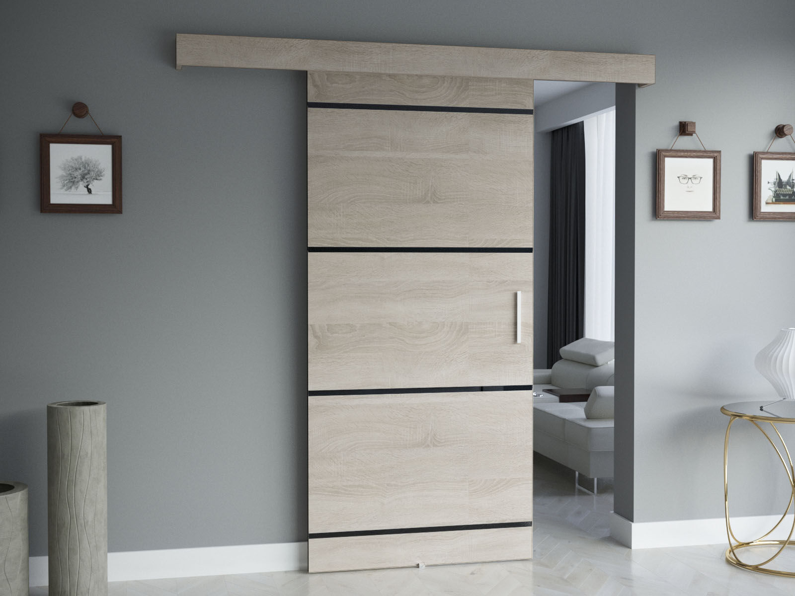 Porte coulissante SALIBA chêne sonoma