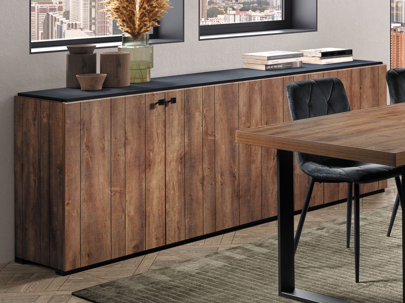 Buffet/bahut SHAKA 4 portes chêne denver