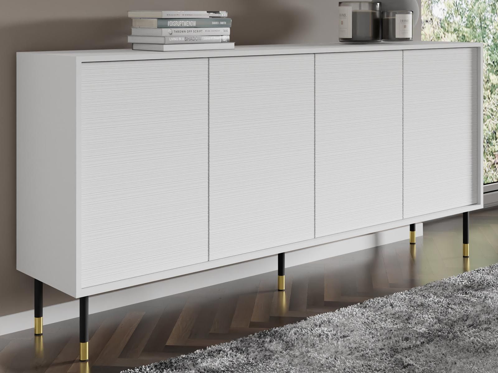 Buffet/bahut SHERLOCK 4 portes blanc mat