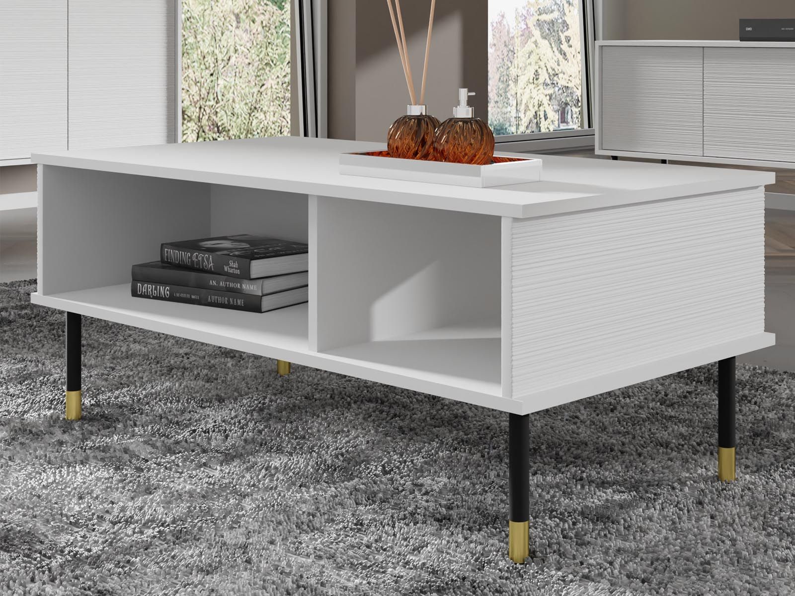Table basse SHERLOCK 110 cm blanc mat