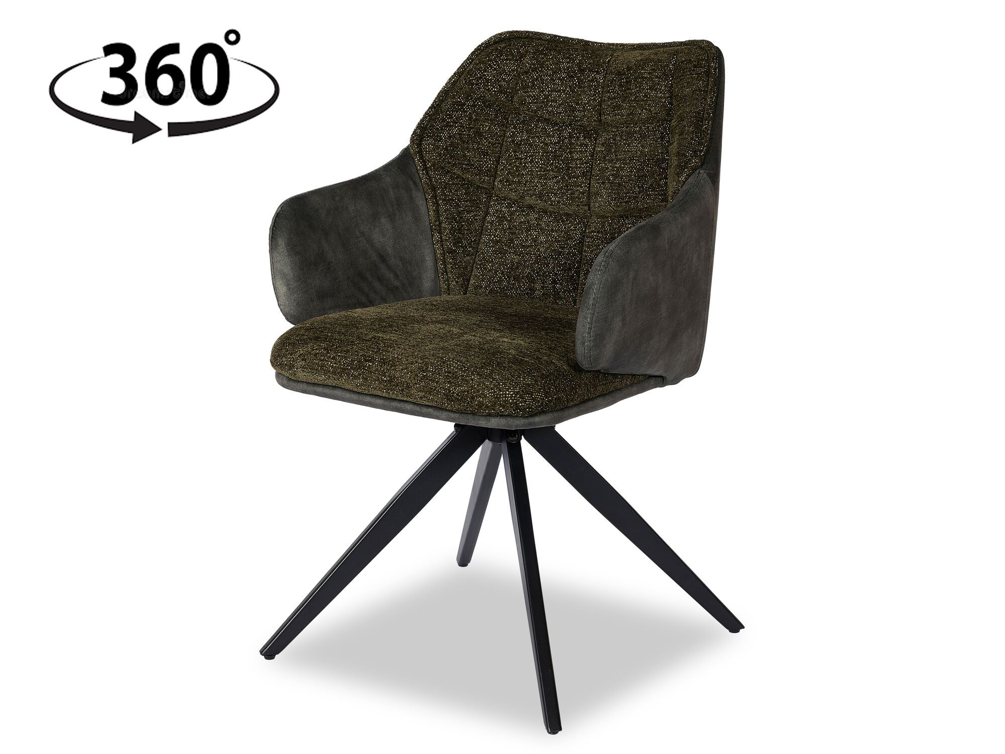 Chaise pivotante DANIELA tissu vert foncé