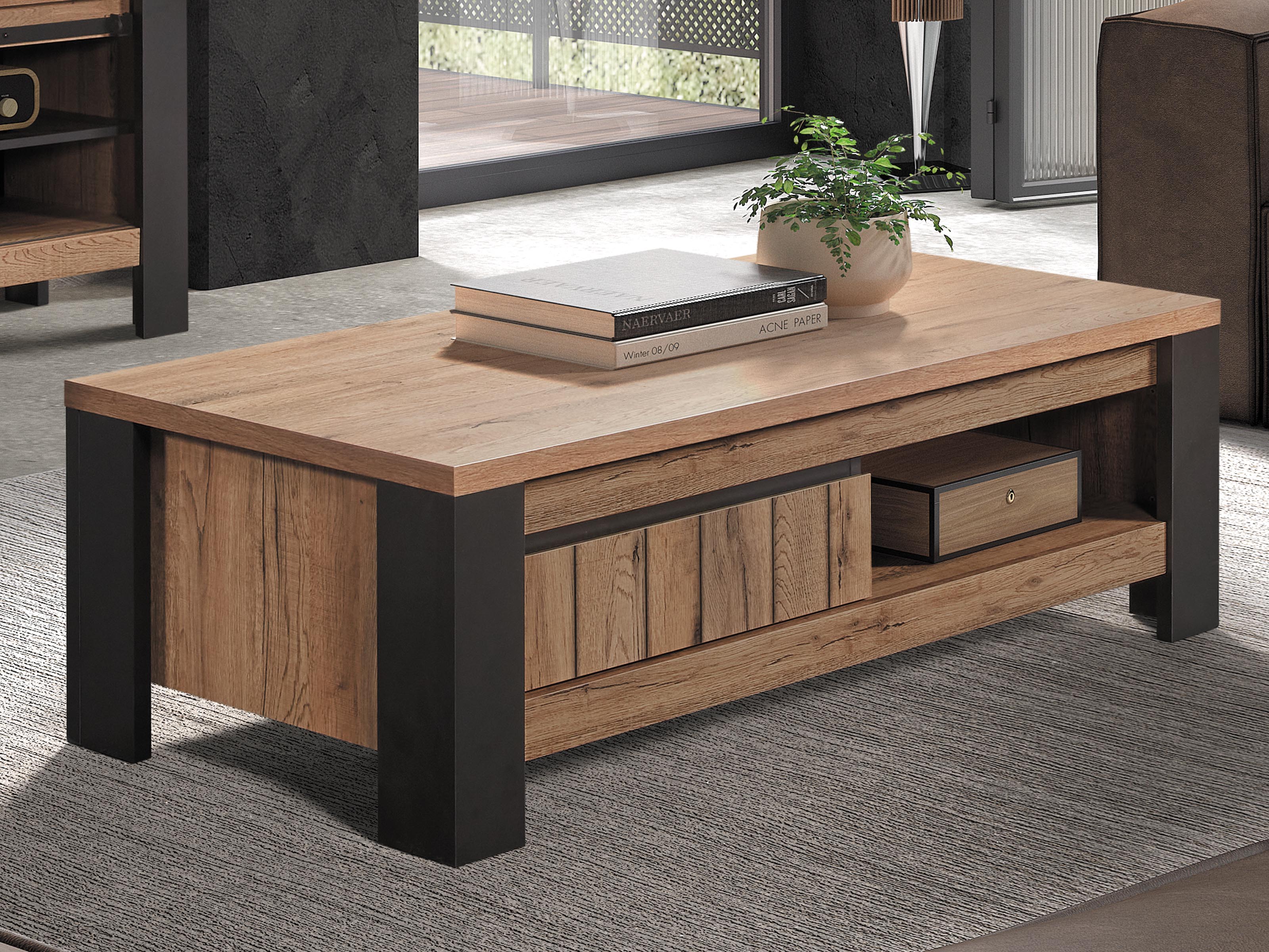 Table basse SIMETTRA 117 cm chêne scarlet