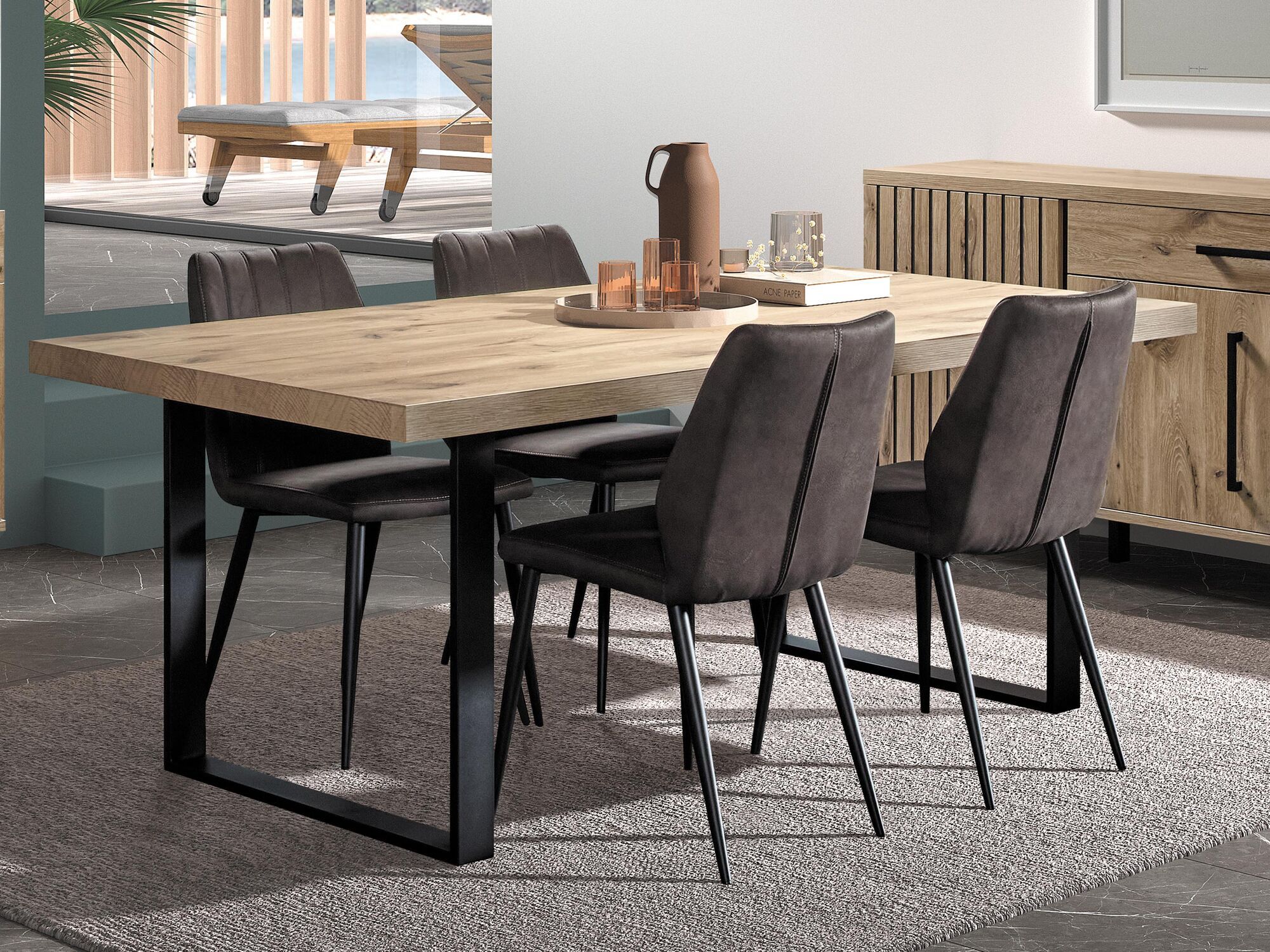 Table repas TIMANFAYA 170 cm chêne canyon