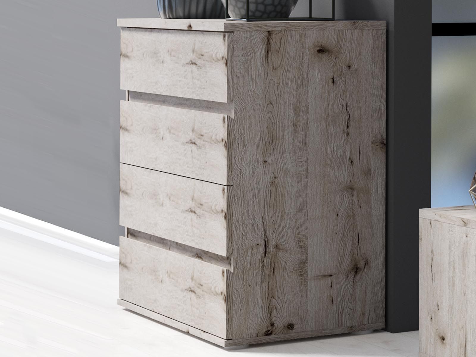 Commode TORAS 4 tiroirs chêne wellington