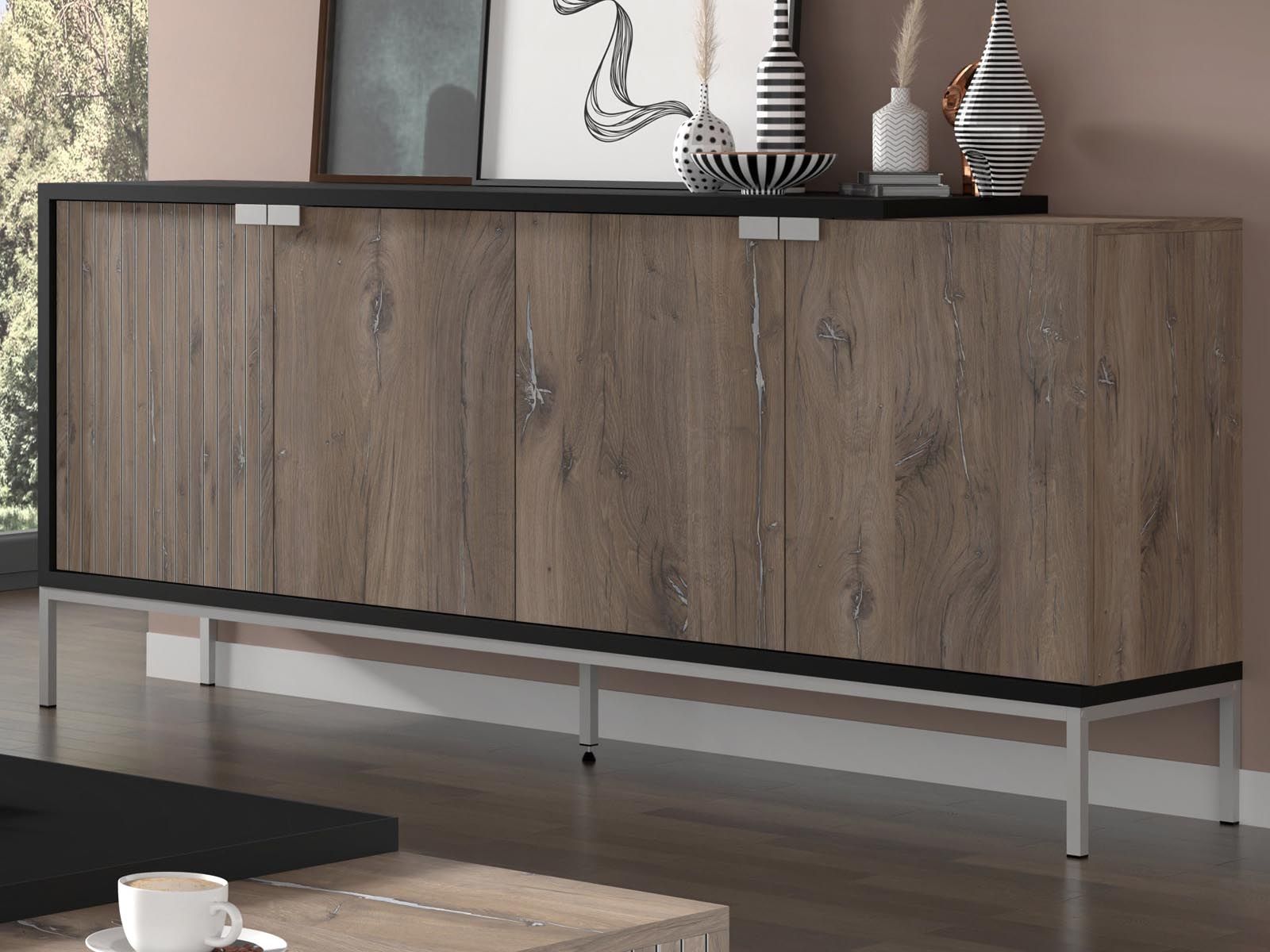 Buffet/bahut TOLOKA 4 portes chêne flagstaff