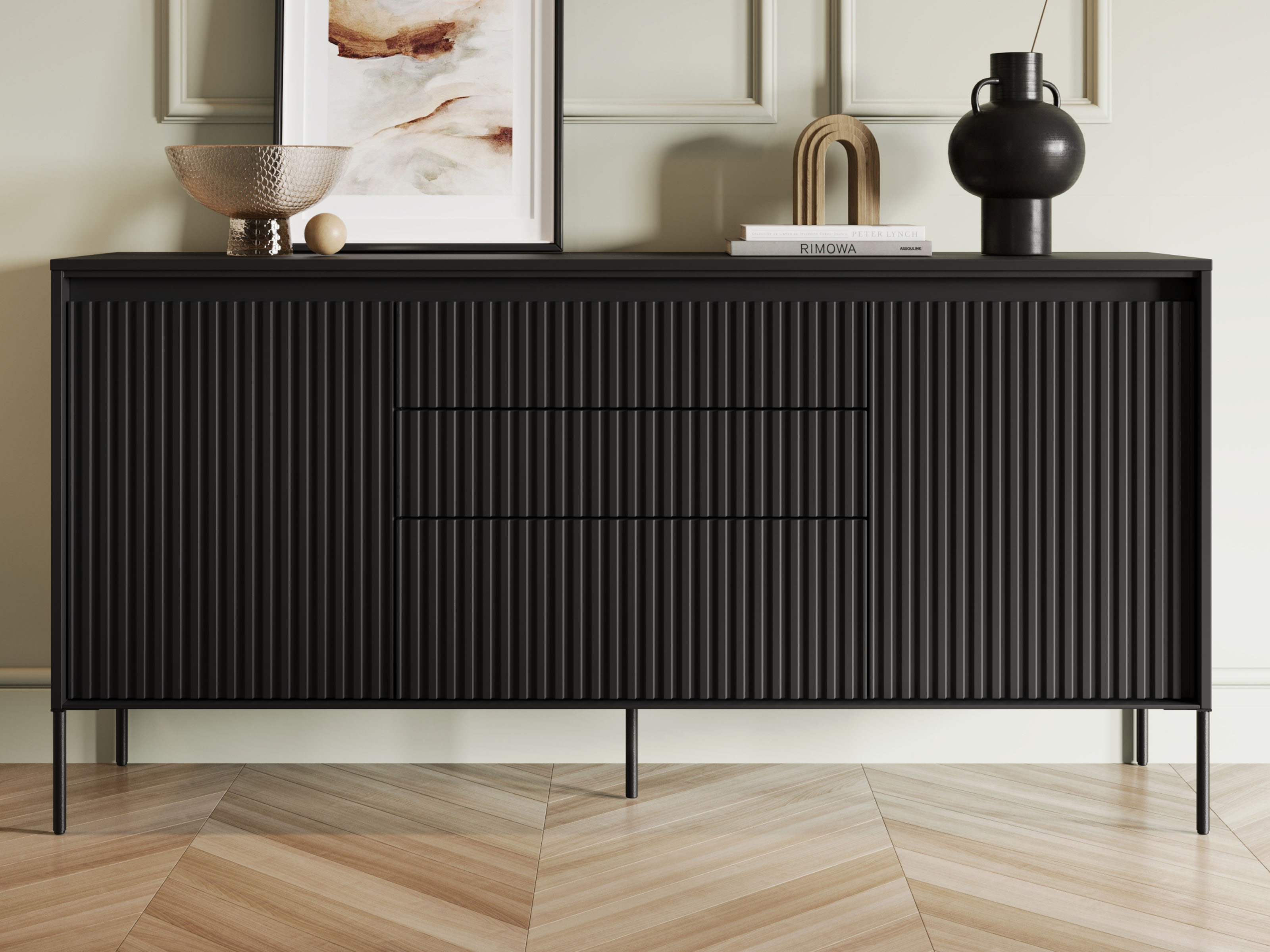 Buffet/bahut TRAINING 2 portes 3 tiroirs chêne noir