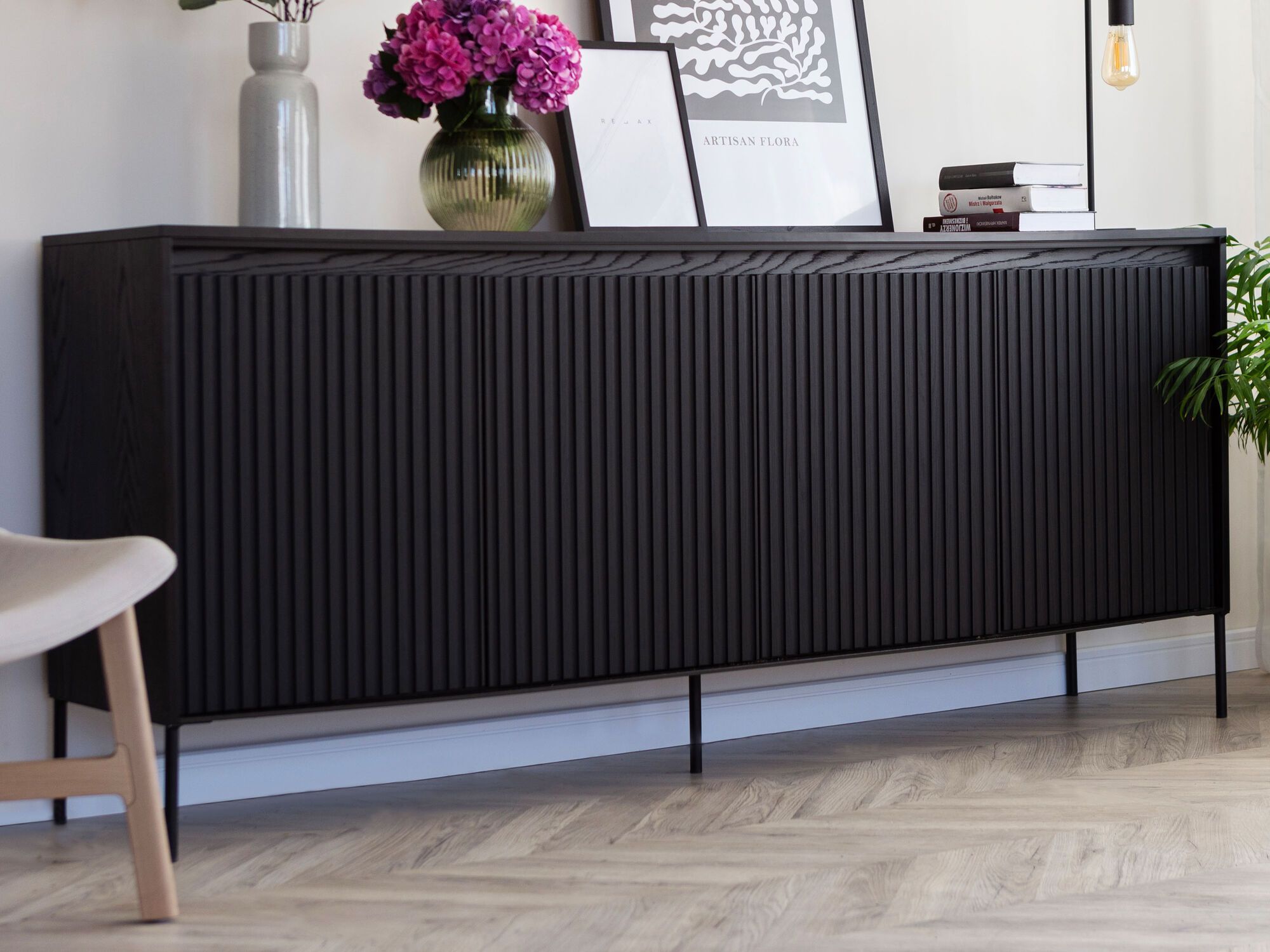 Buffet/bahut TRAINING 4 portes chêne noir