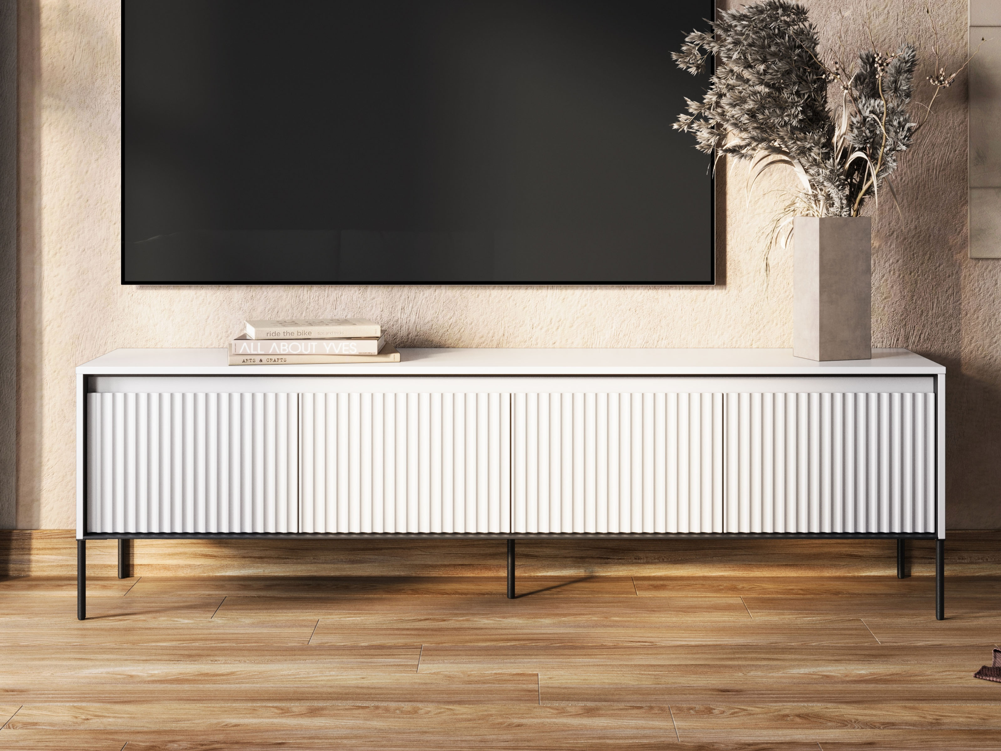 Meuble tv-hifi TRAINING 4 portes 192 cm blanc