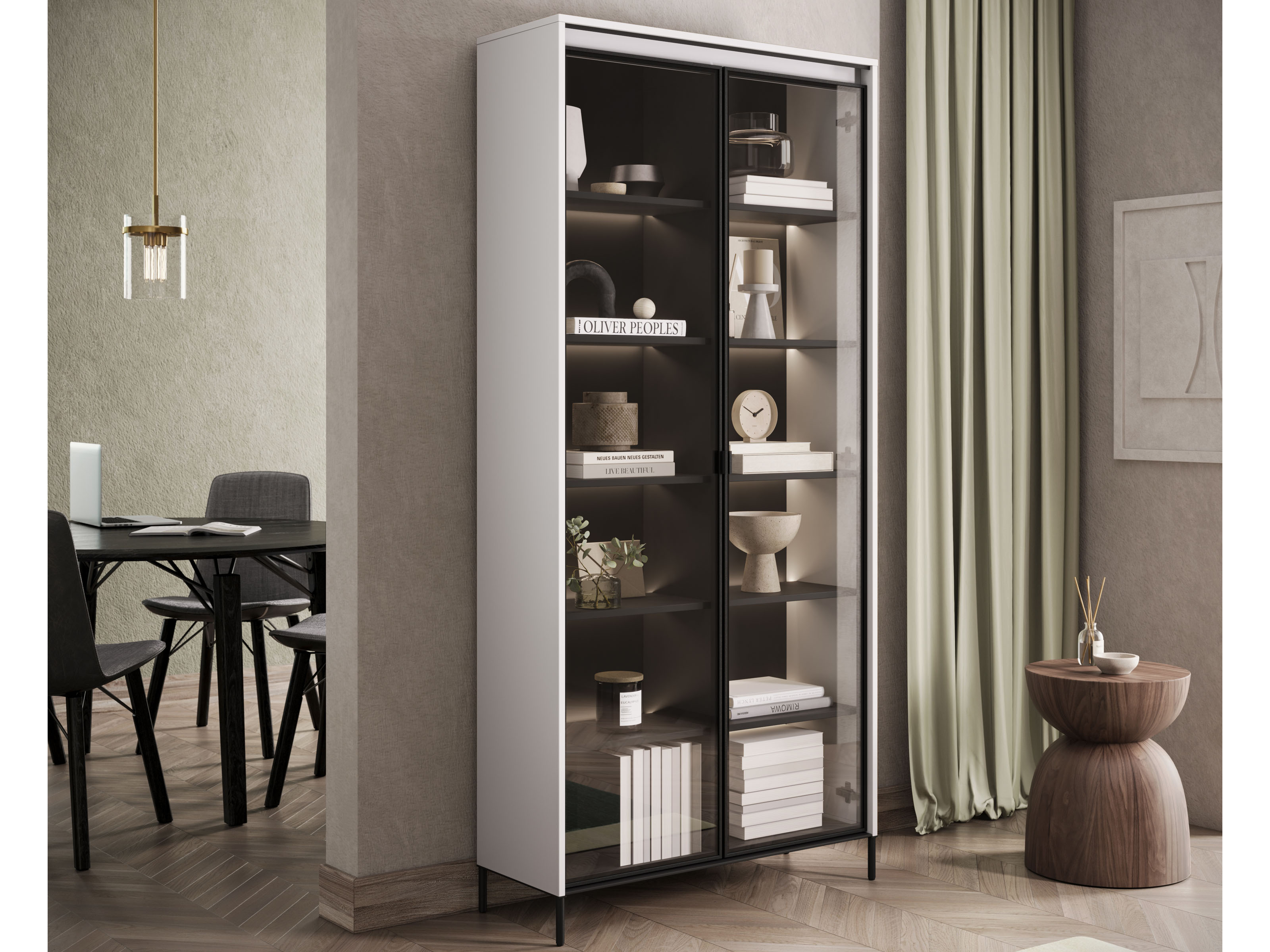 Vitrine TRAINING 2 portes blanc avec led