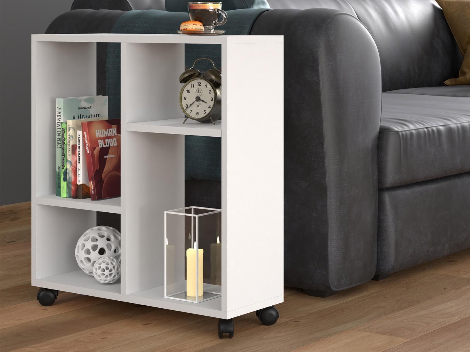 Table basse TACORA 4 niches 60 cm blanc