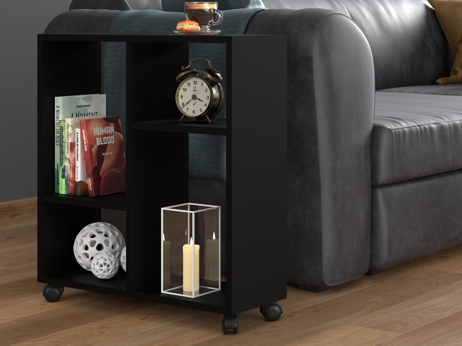Table basse TACORA 4 niches 60 cm noir