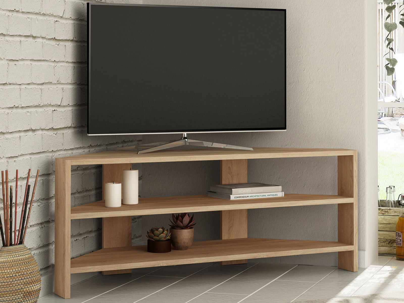 Meuble tv-hifi THAMES 2 étagères chêne