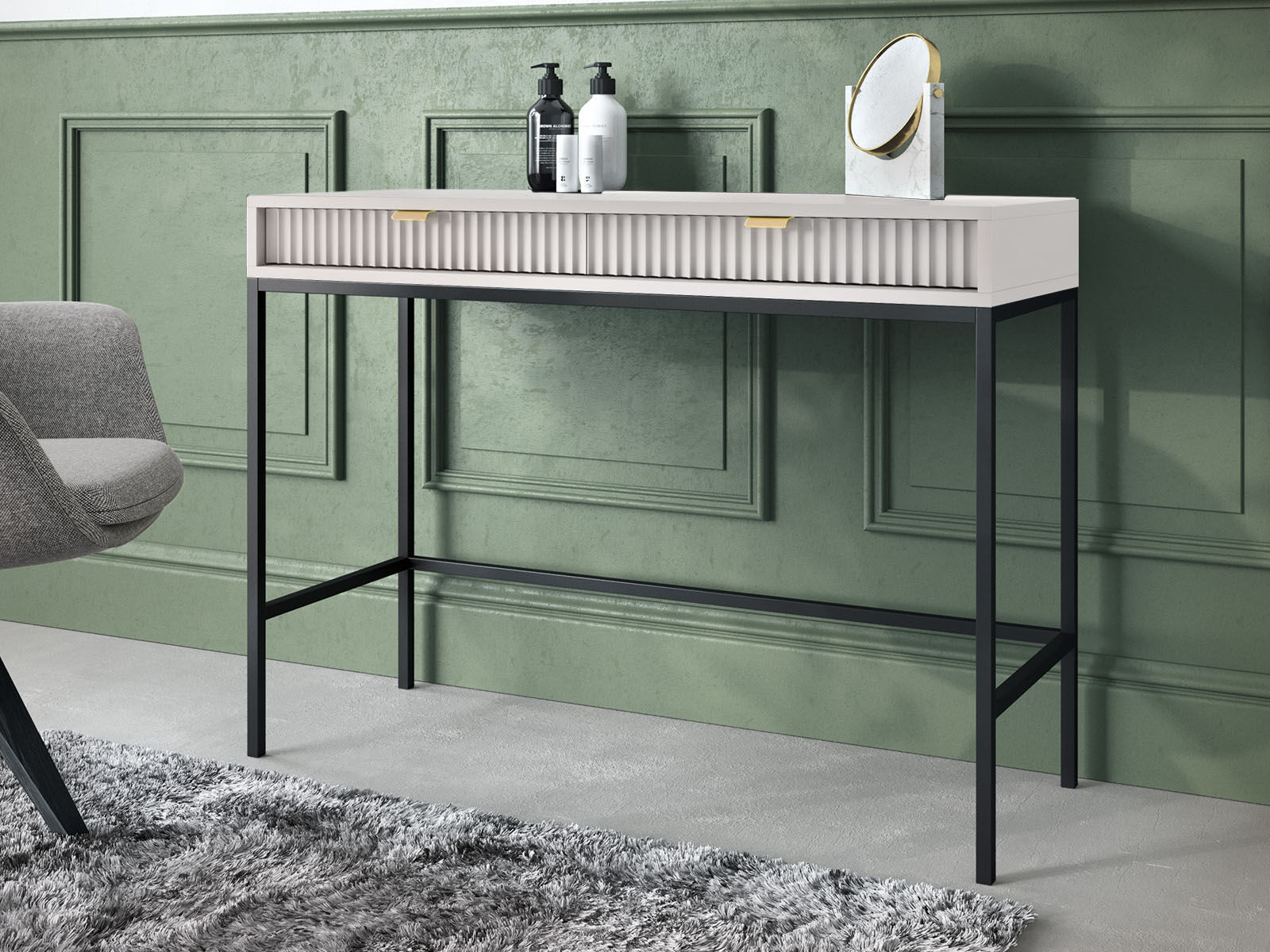 Console NORYA 2 tiroirs gris